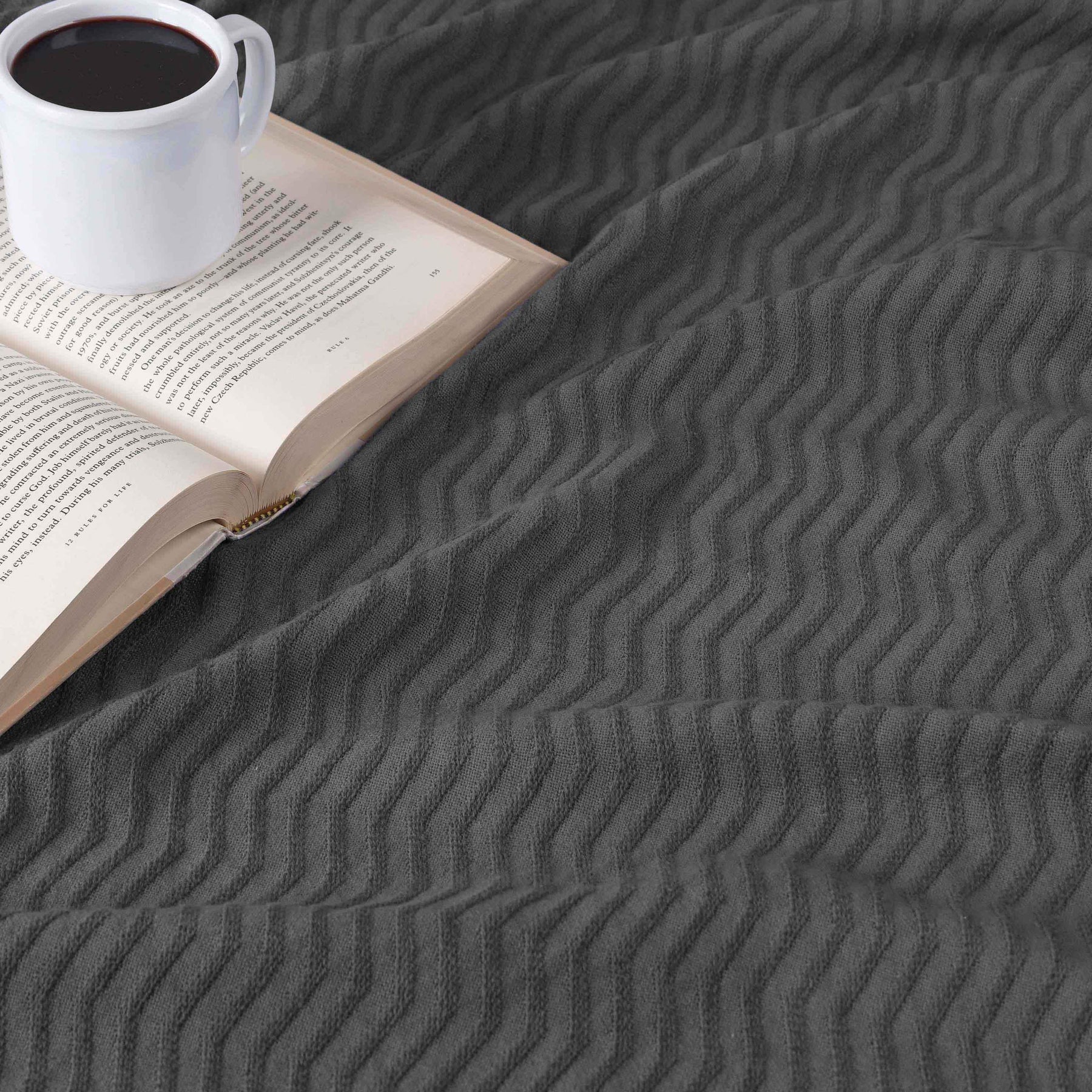 Jena Cotton Textured Chevron Lightweight Woven Blanket
