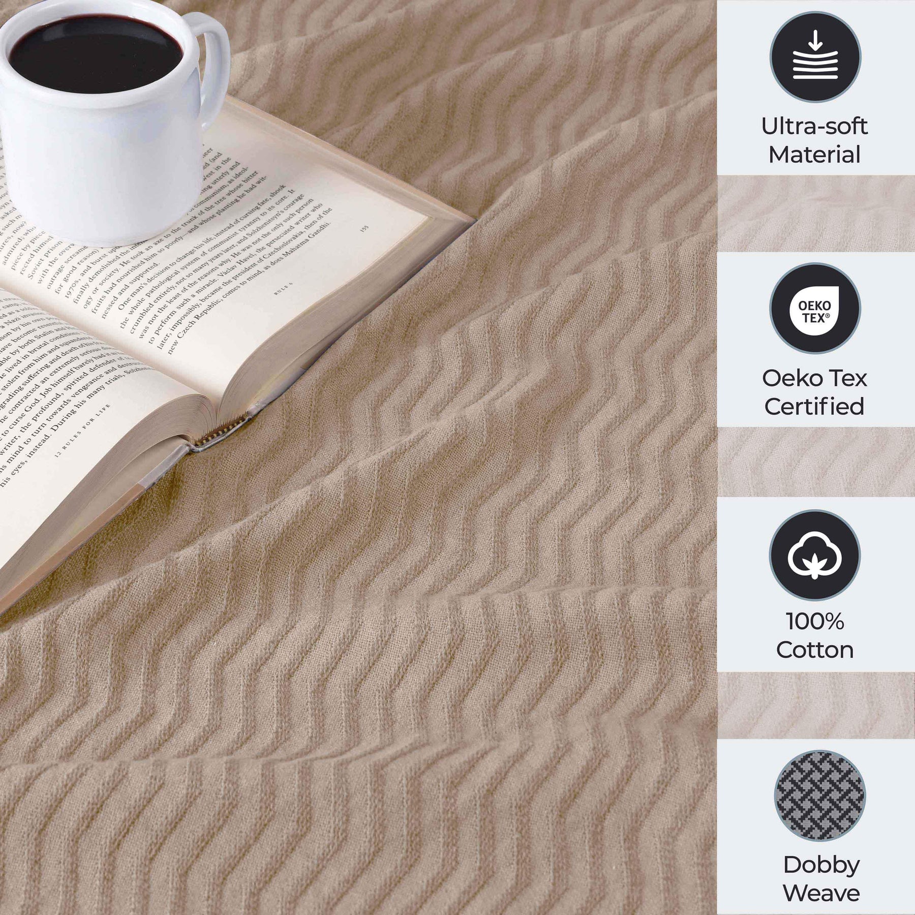 Jena Cotton Textured Chevron Lightweight Woven Blanket