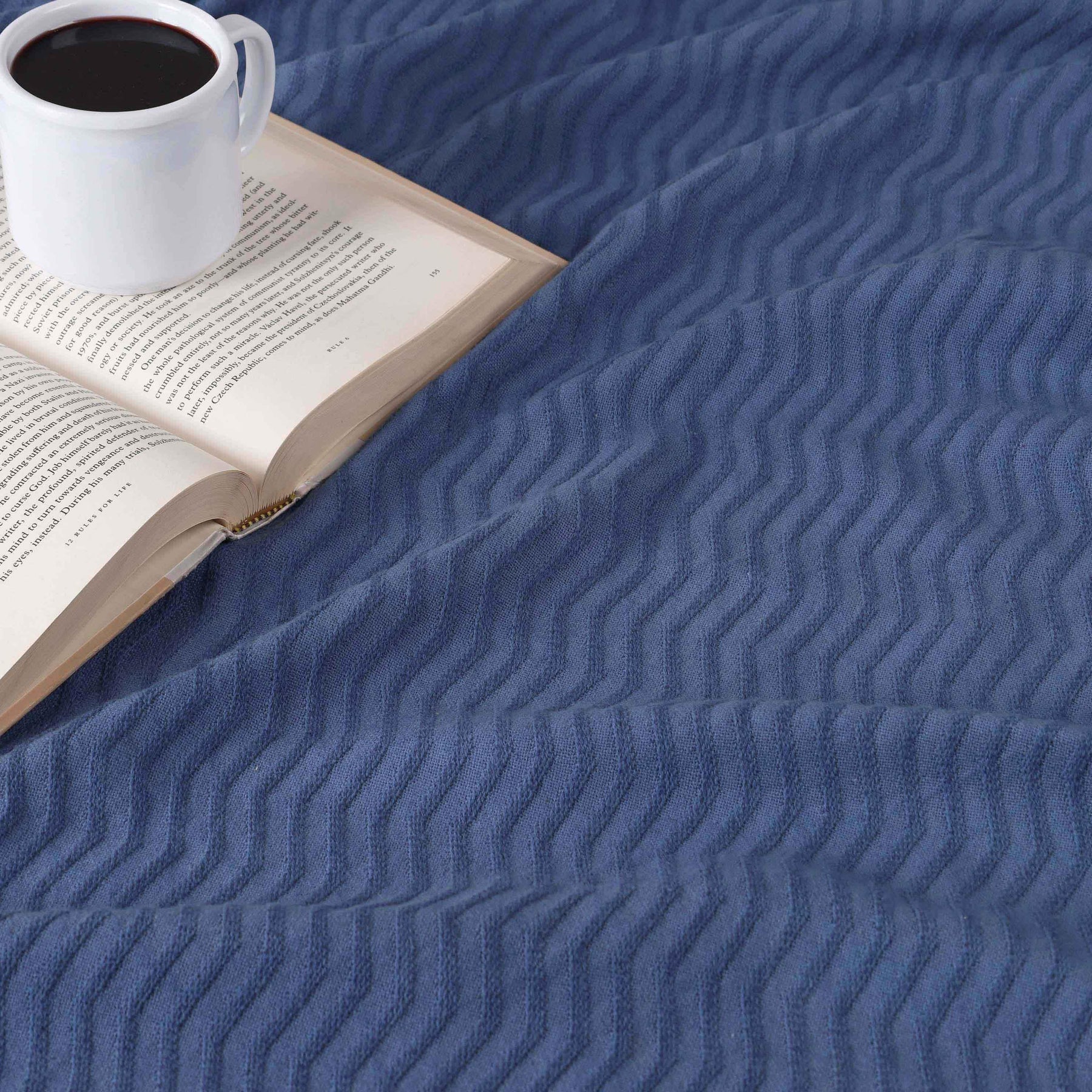 Jena Cotton Textured Chevron Lightweight Woven Blanket