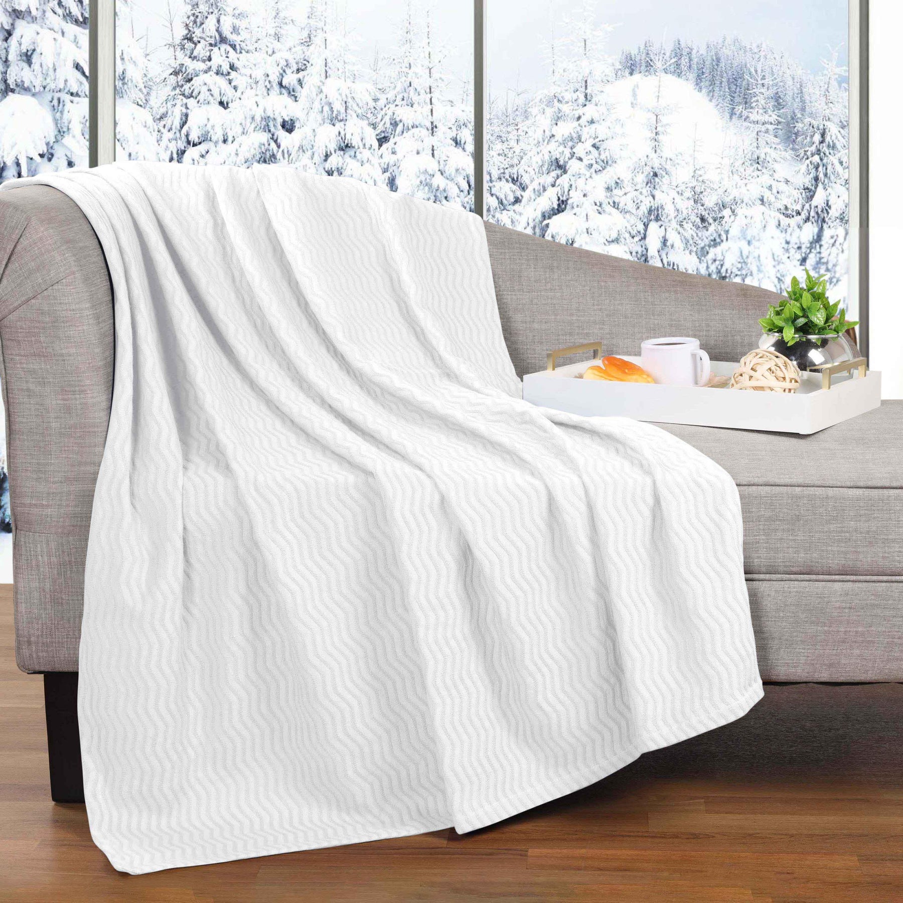 Jena Cotton Textured Chevron Lightweight Woven Blanket
