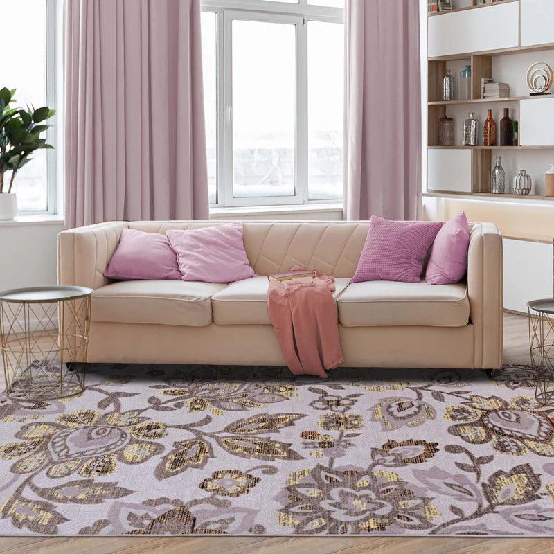 Jezabel Floral Non-Slip Washable Indoor Area Rug or Runner
