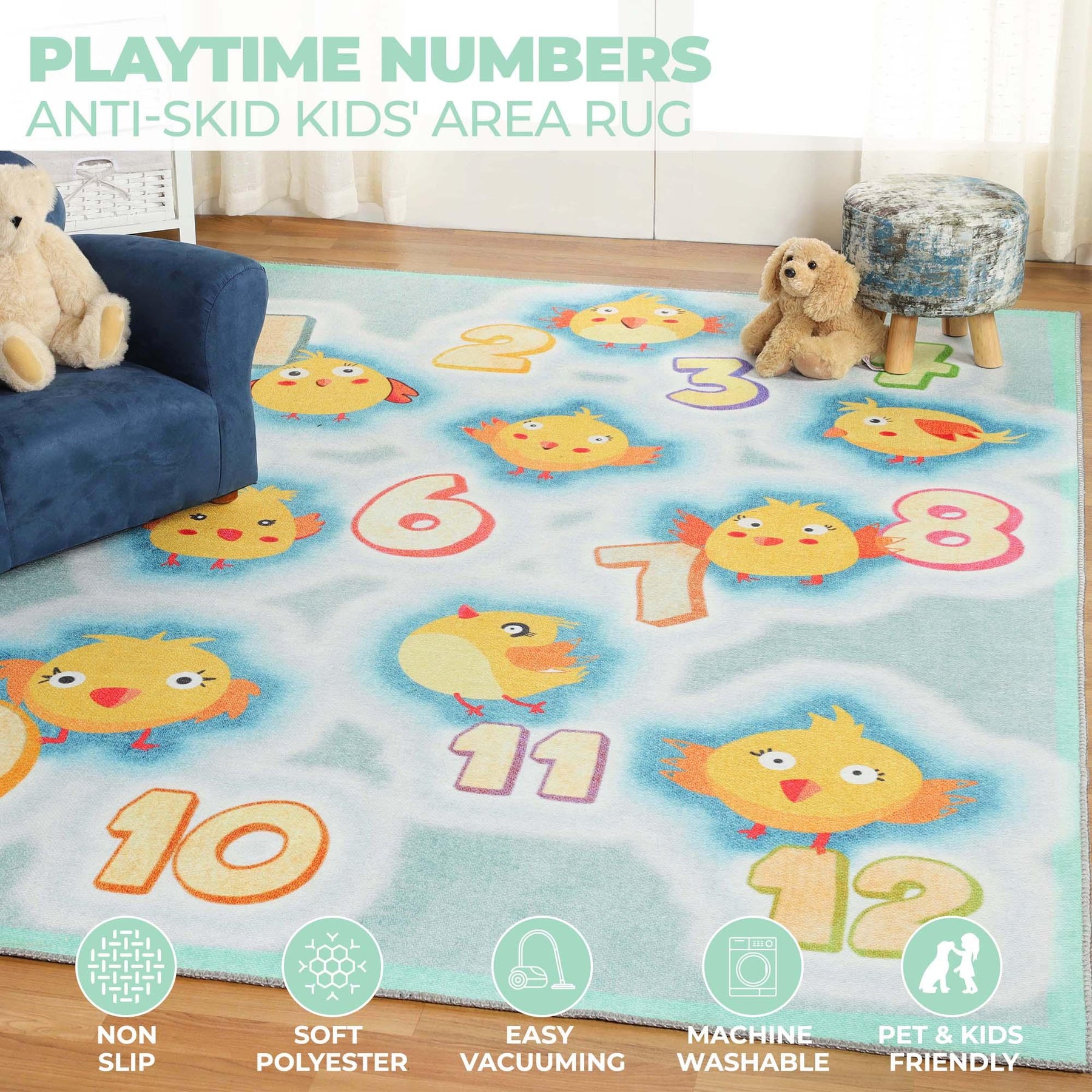 Jumbo Playtime Numbers Anti-Skid Backing Indoor Area Rug