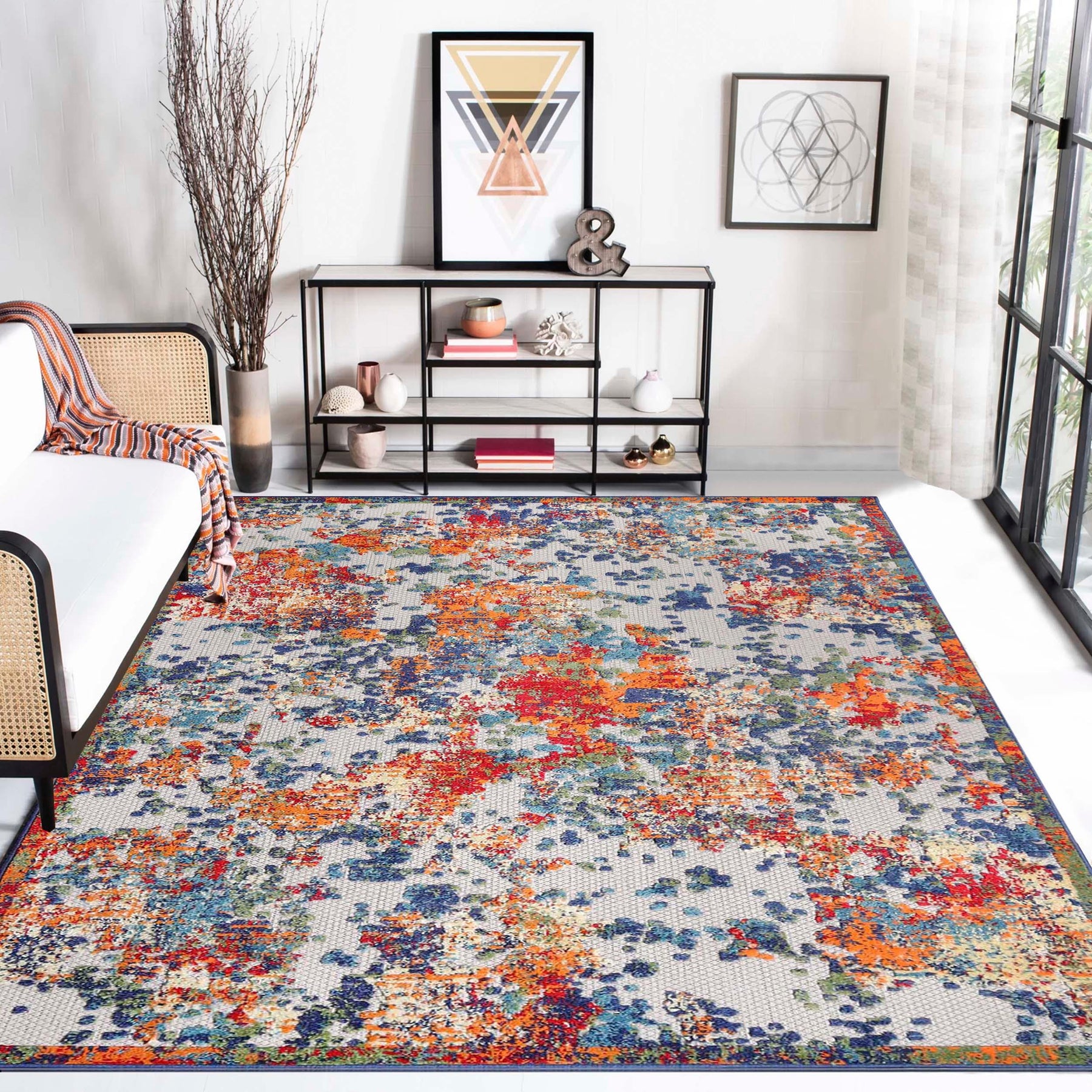 Kalina Abstract Splatter Area Rug Modern Indoor Outdoor Rug