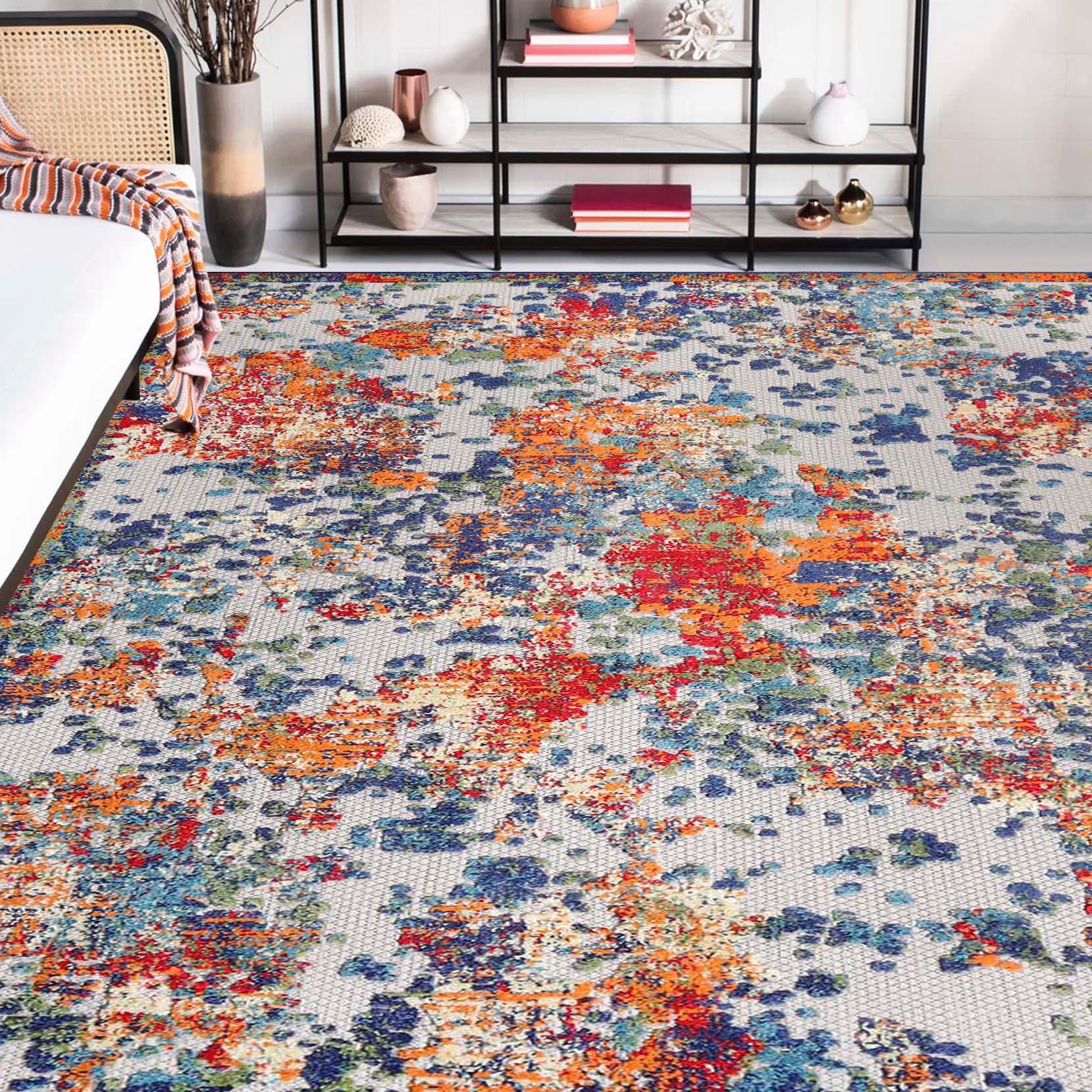 Kalina Abstract Splatter Area Rug Modern Indoor Outdoor Rug