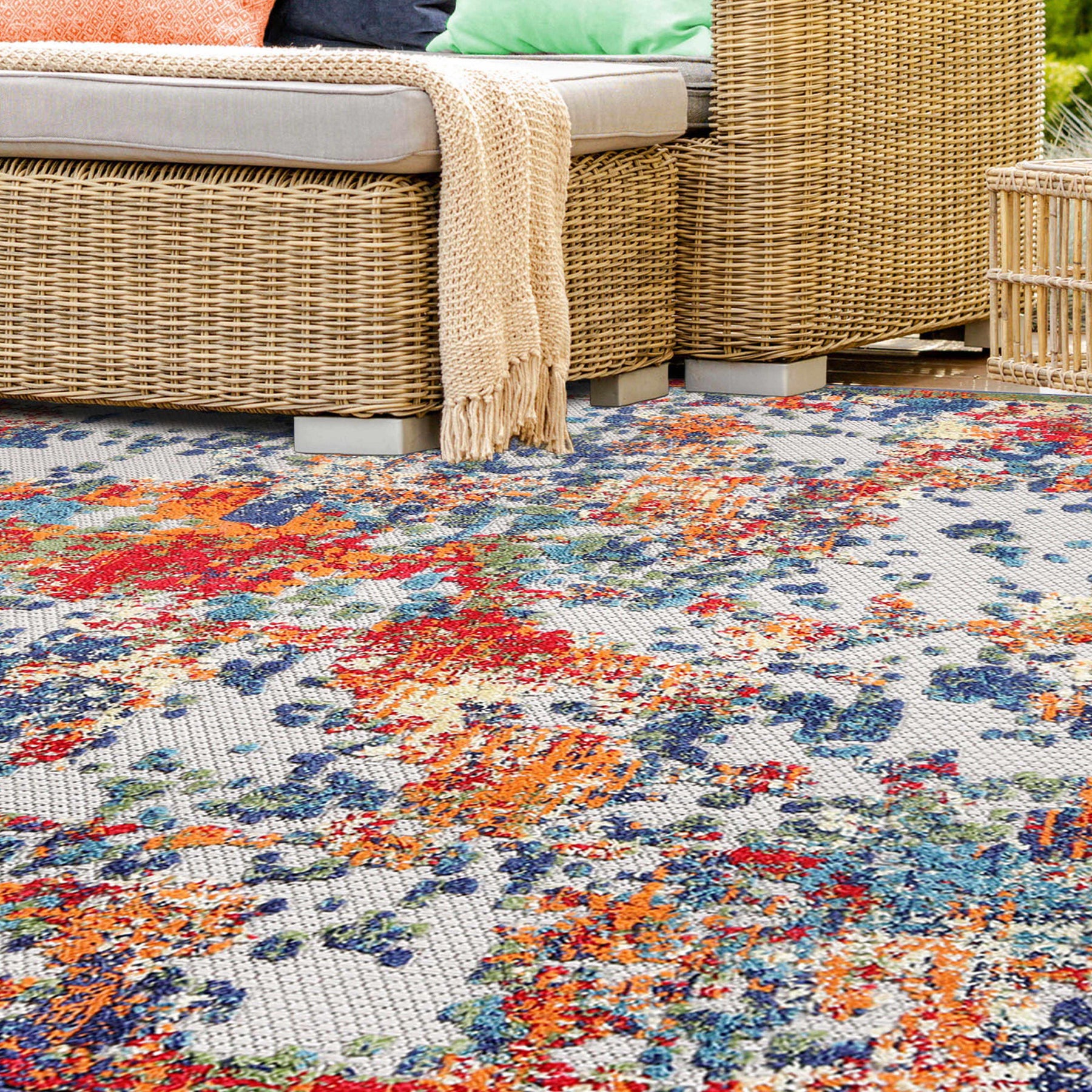 Kalina Abstract Splatter Area Rug Modern Indoor Outdoor Rug