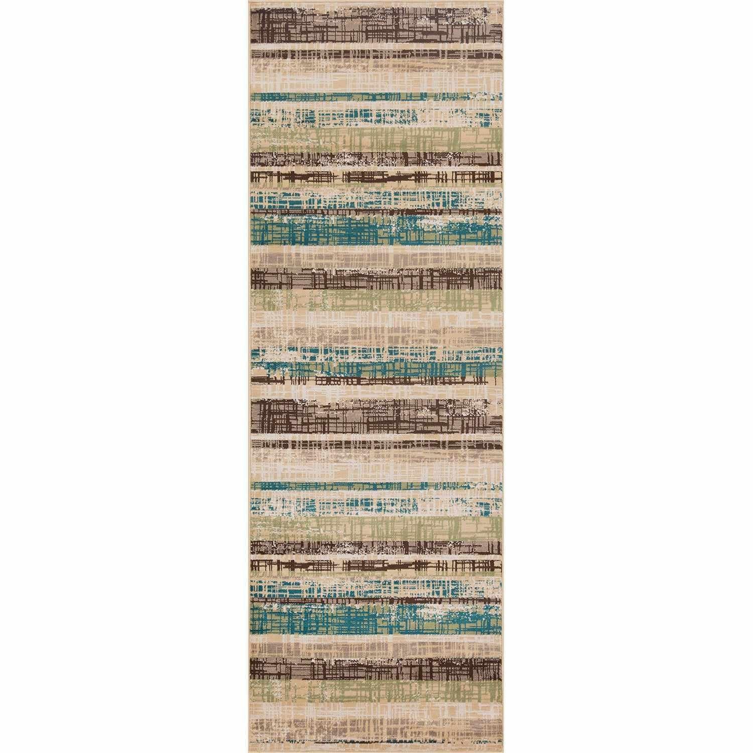 Kylemore Abstract Striped Distressed Indoor Area Rug or Runner Rug