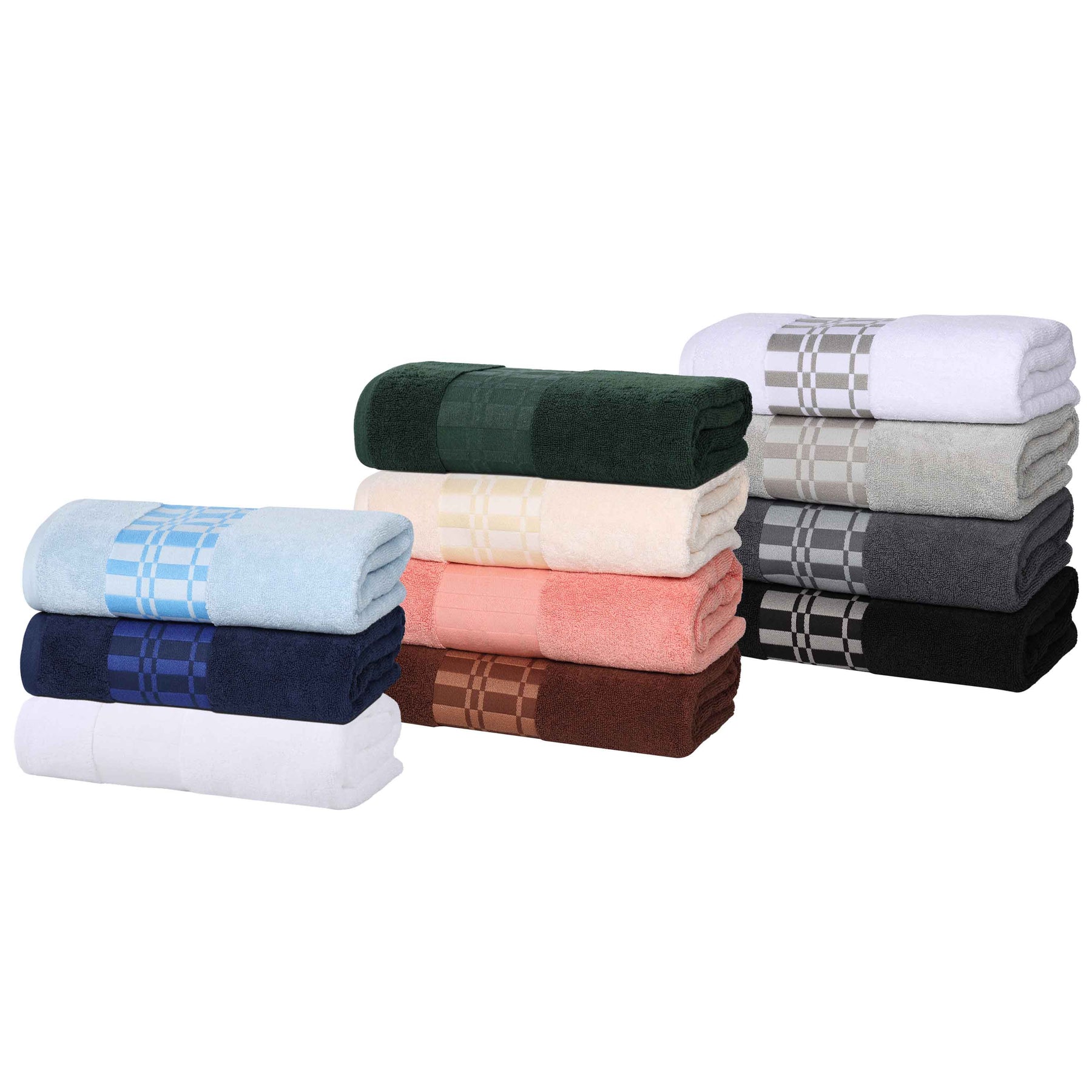 Larissa Cotton Geometric Border Bath Towel Set of 4
