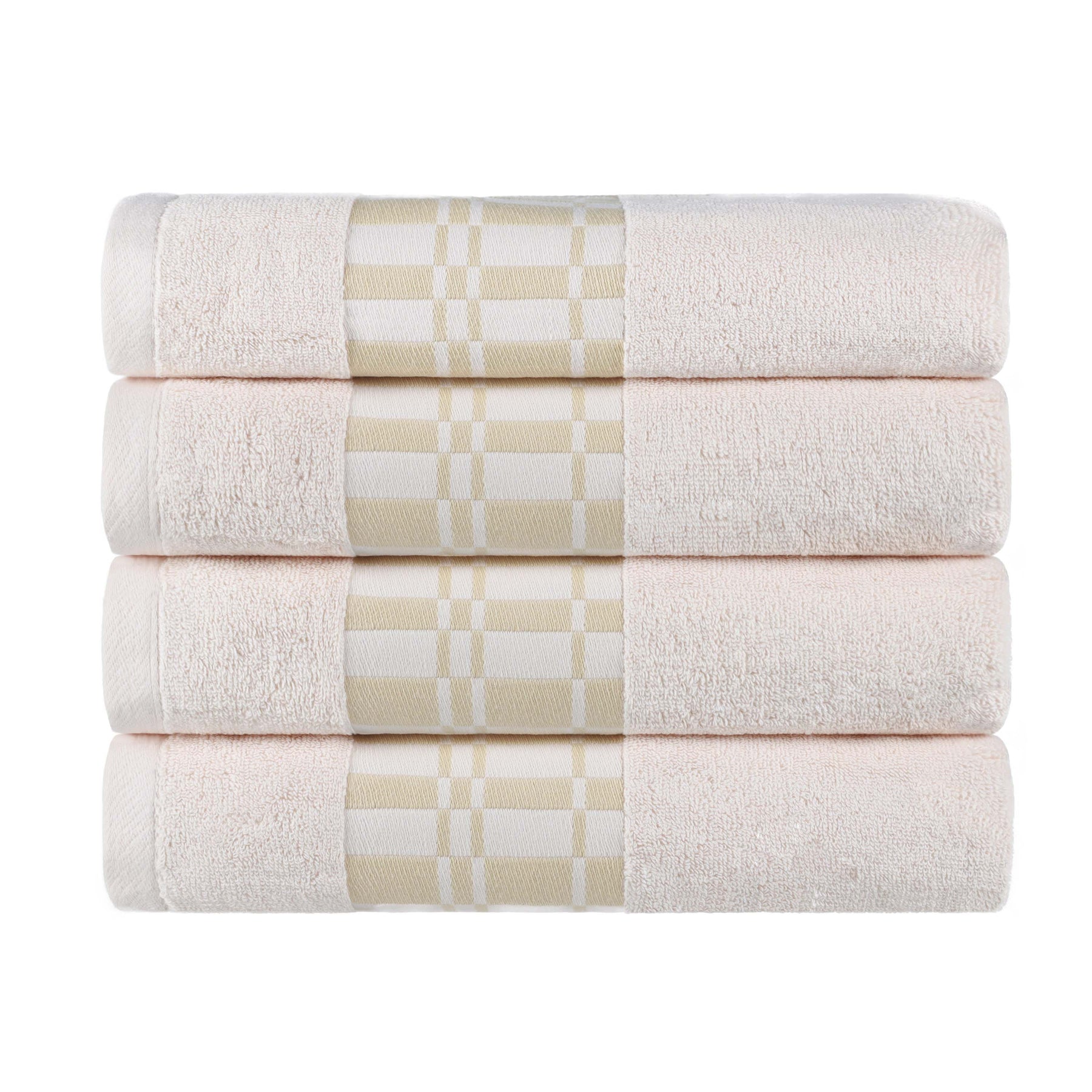 Larissa Cotton Geometric Border Bath Towel Set of 4