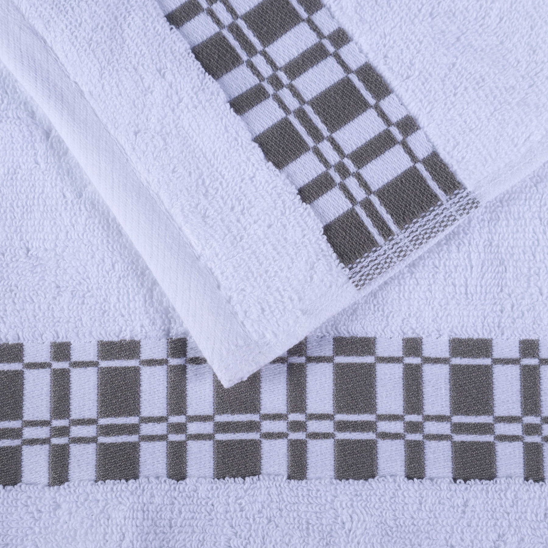 Larissa Cotton Geometric Border Bath Towel Set of 4