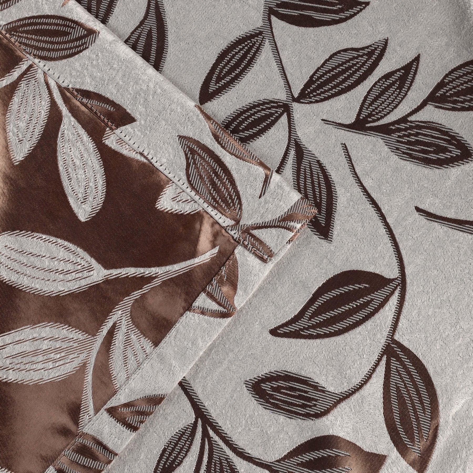 Leaves Machine Washable Room Darkening Blackout Curtains, Set of 2