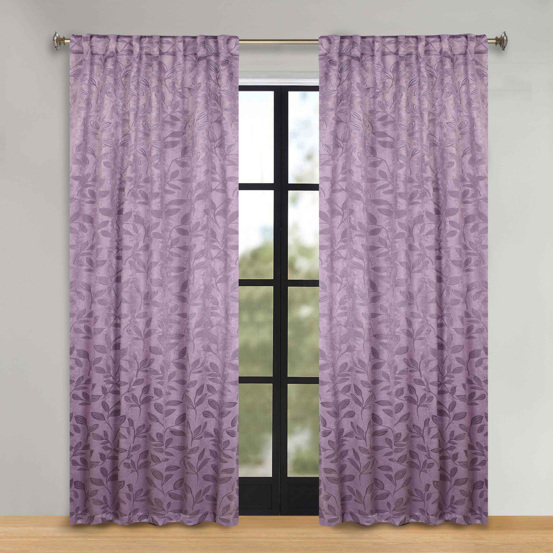 Leaves Room Darkening Back Tabs Blackout Curtain Panels, Set of 2