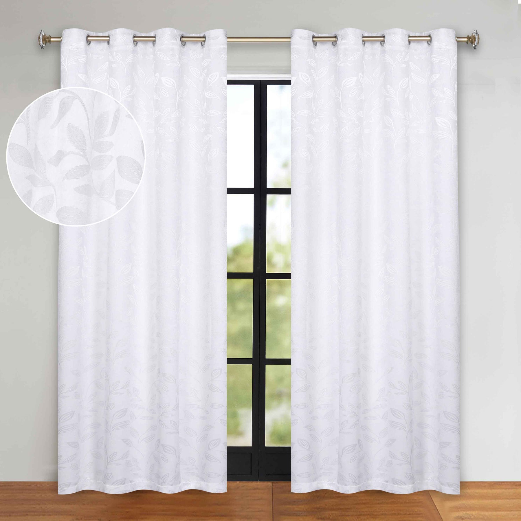 Leaves Room Darkening Grommet Blackout Curtain Panels, Set of 2