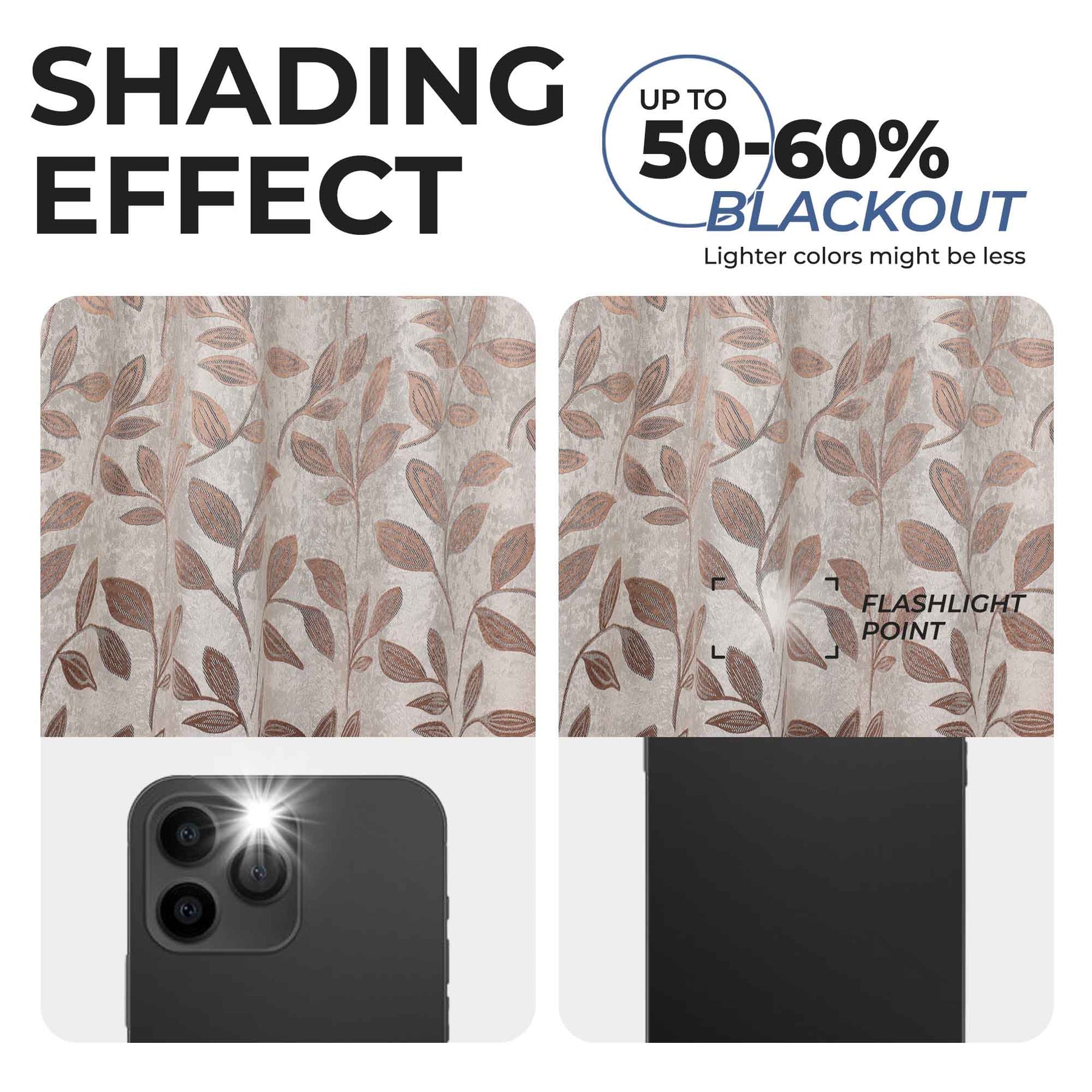 Leaves Room Darkening Washable Blackout Curtain Panels, Set of 2