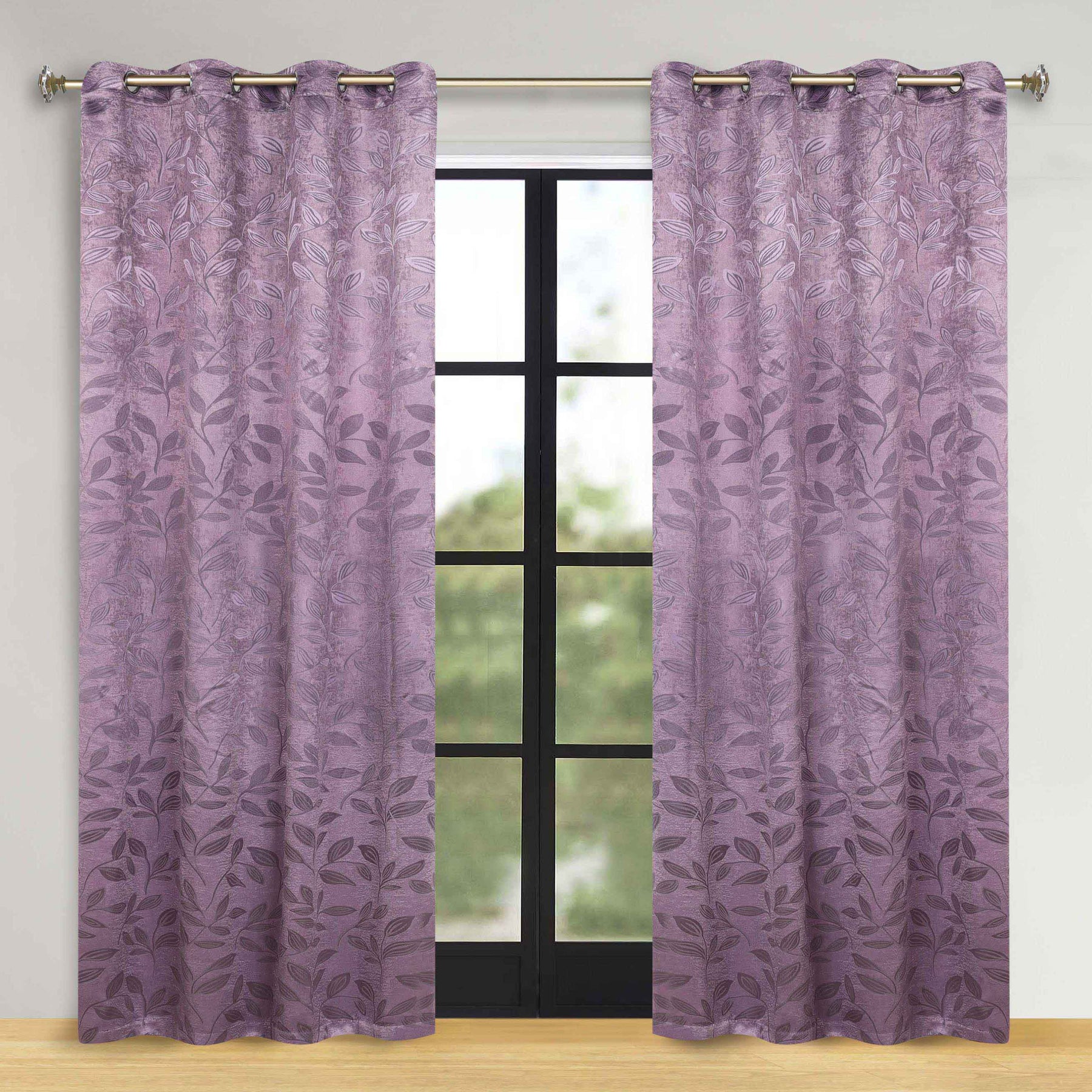 Leaves Room Darkening Washable Blackout Curtain Panels, Set of 2