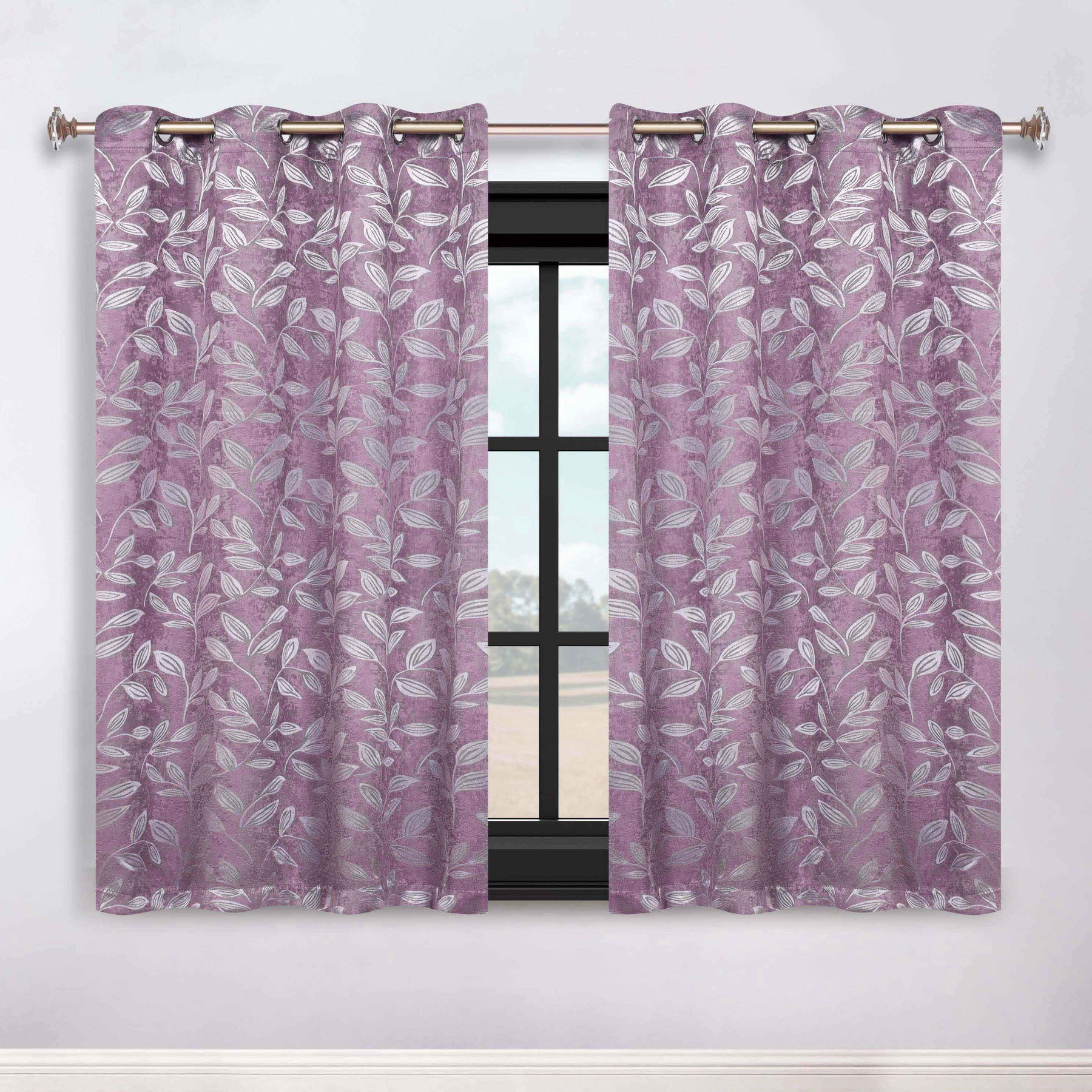 Leaves Room Darkening Washable Blackout Curtain Panels, Set of 2