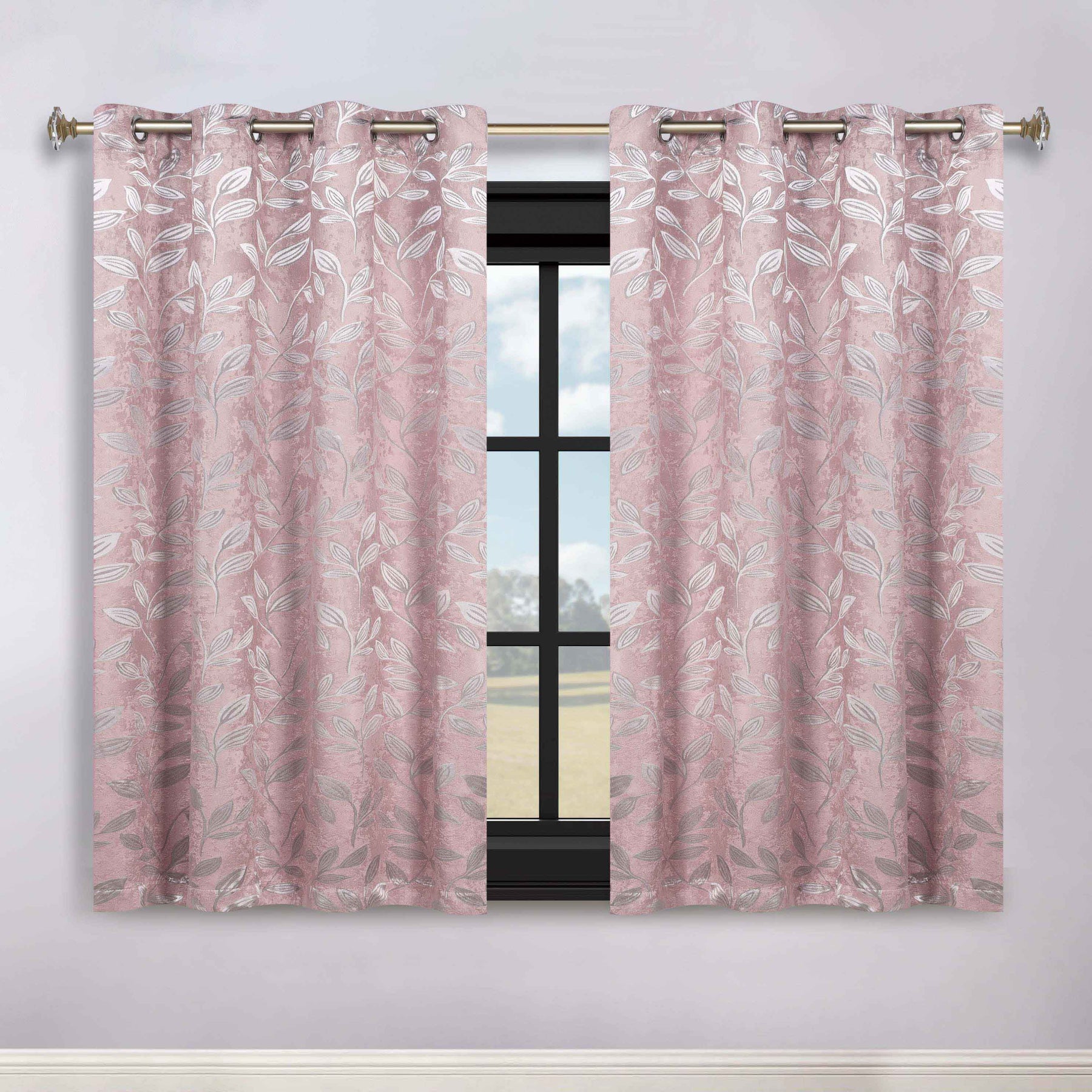Leaves Room Darkening Washable Blackout Curtain Panels, Set of 2