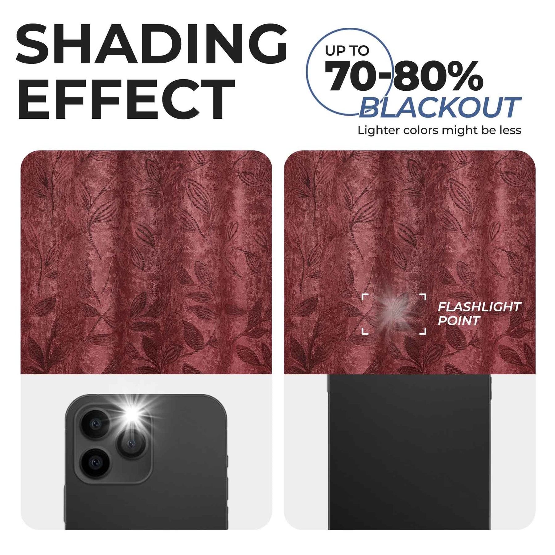 Leaves Room Darkening Washable Blackout Curtain Panels, Set of 2