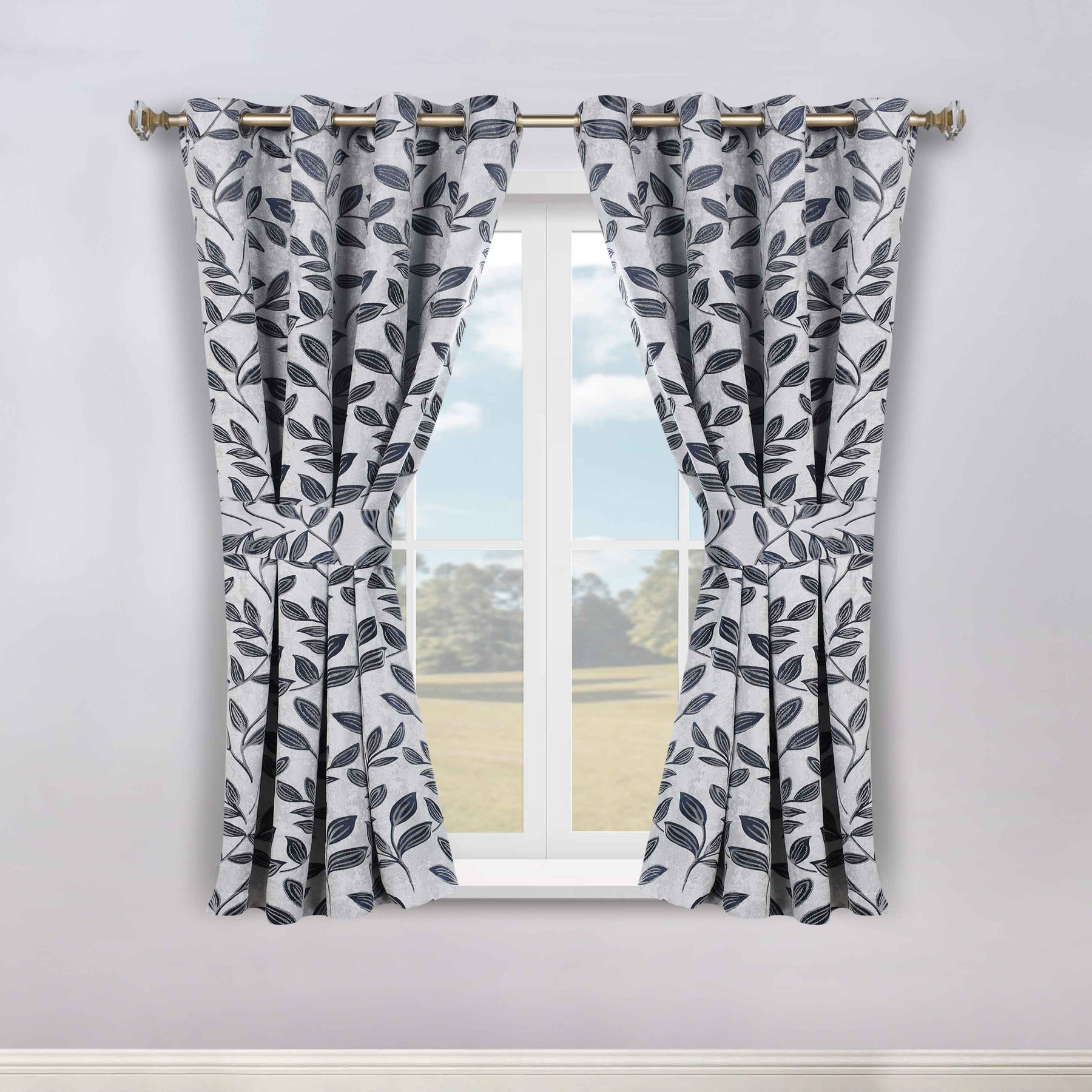 Leaves Room Darkening Washable Blackout Curtain Panels, Set of 2