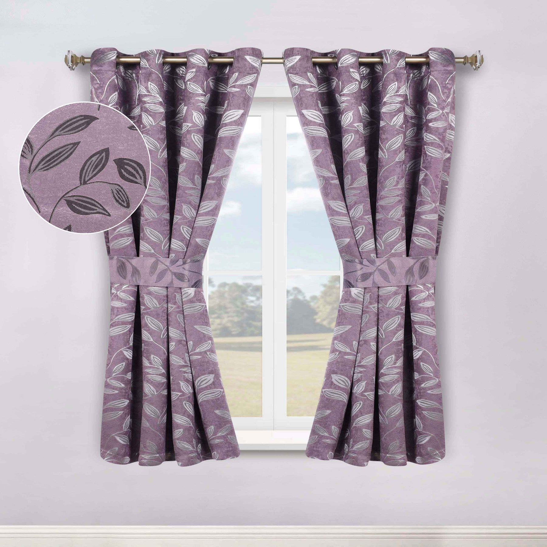 Leaves Room Darkening Washable Blackout Curtain Panels, Set of 2