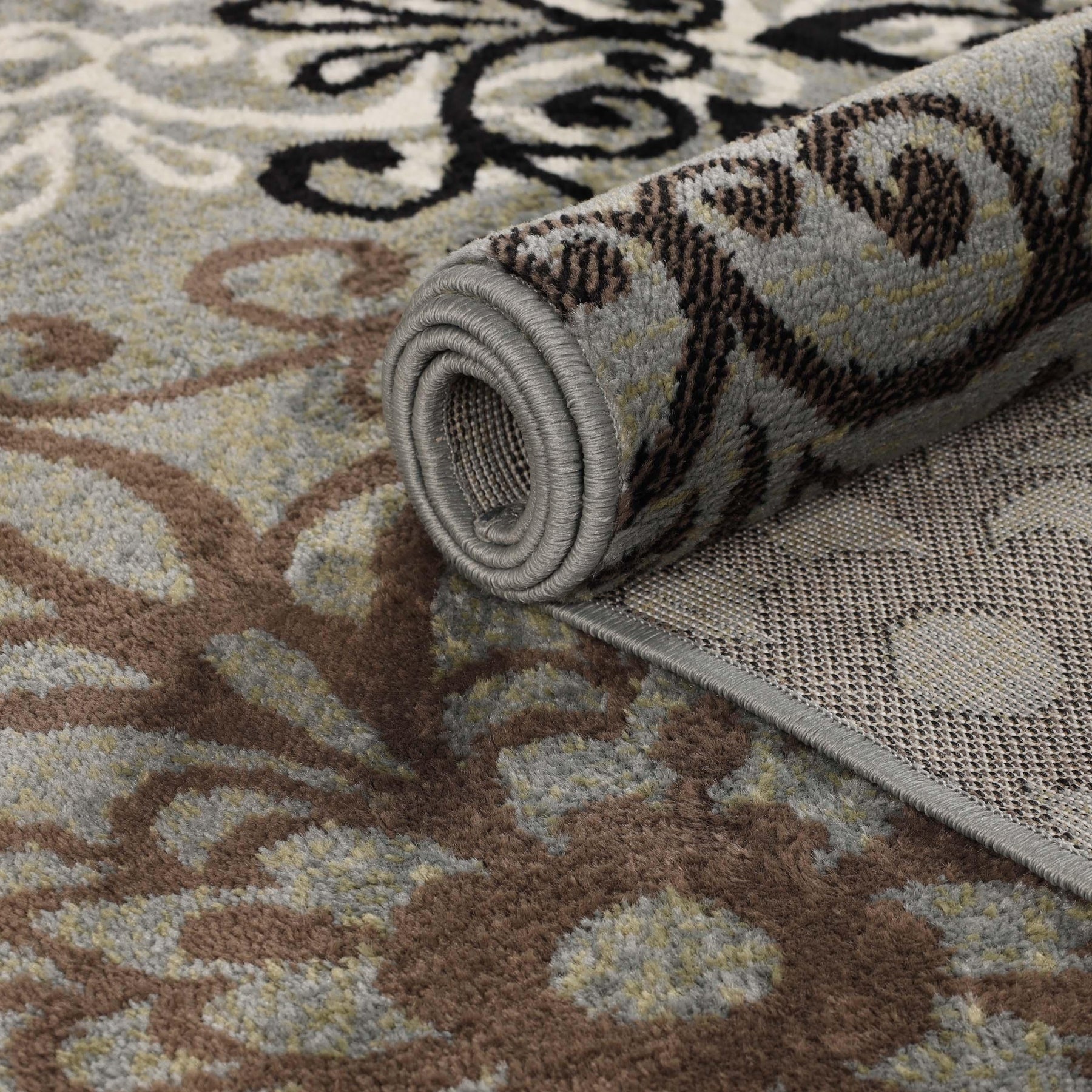 Leigh Traditional Floral Scroll Indoor Area Rug or Runner Rug Or Door Mat