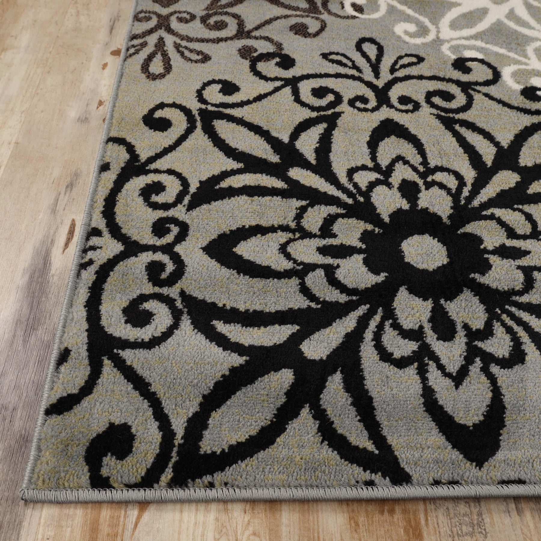 Leigh Traditional Floral Scroll Indoor Area Rug or Runner Rug Or Door Mat