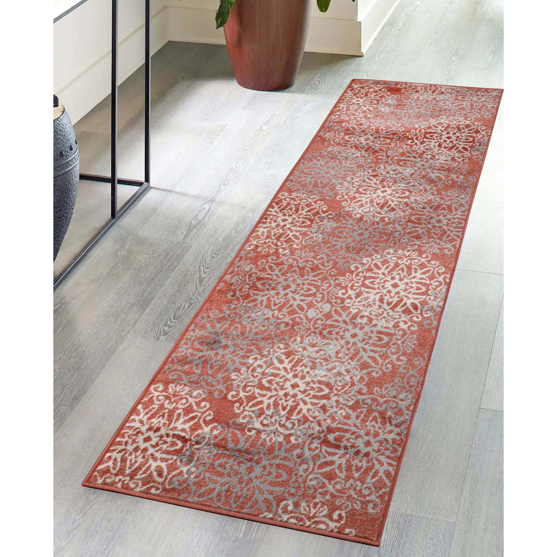 Leigh Traditional Floral Scroll Indoor Area Rug or Runner Rug Or Door Mat