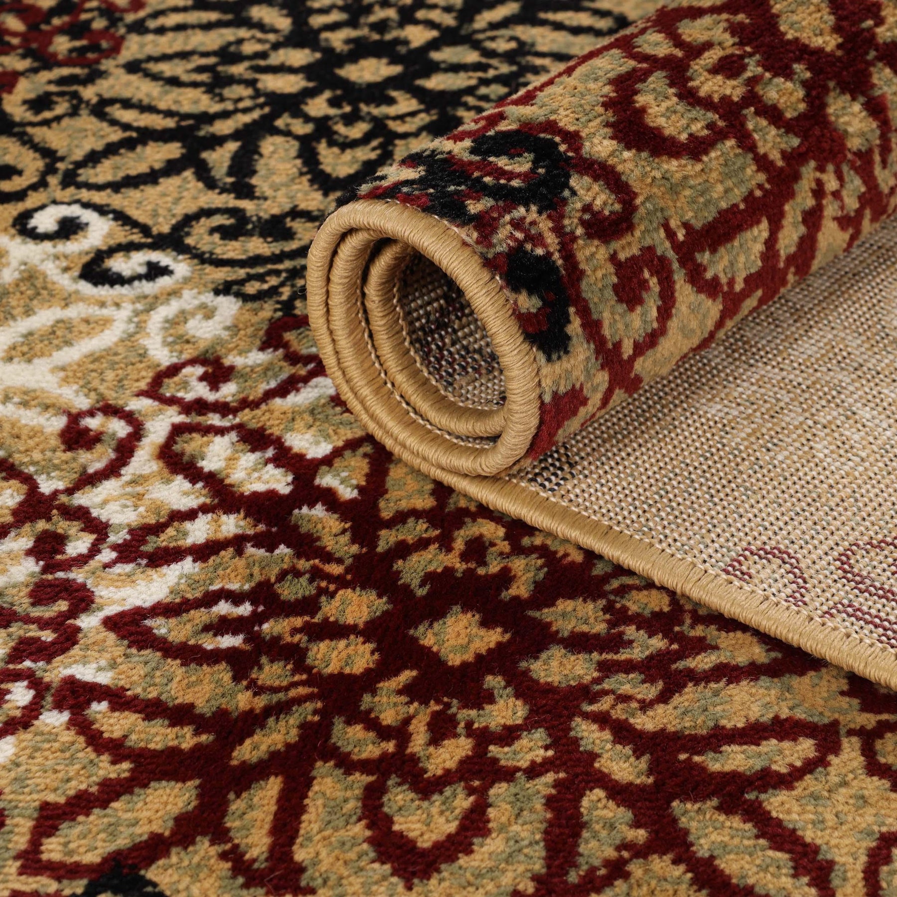 Leigh Traditional Floral Scroll Indoor Area Rug or Runner Rug Or Door Mat