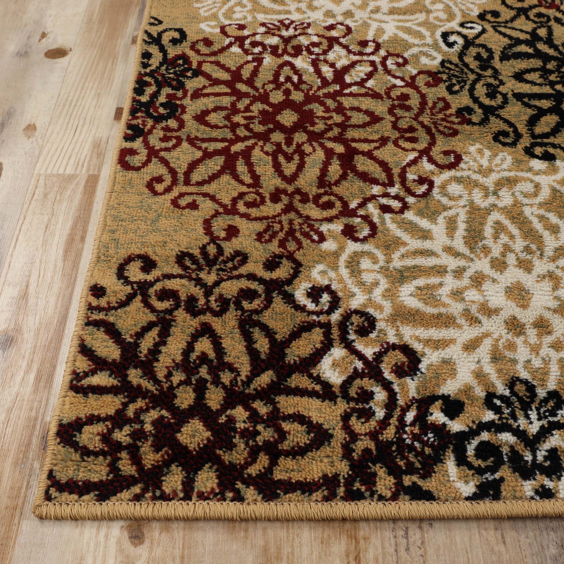 Leigh Traditional Floral Scroll Indoor Area Rug or Runner Rug Or Door Mat