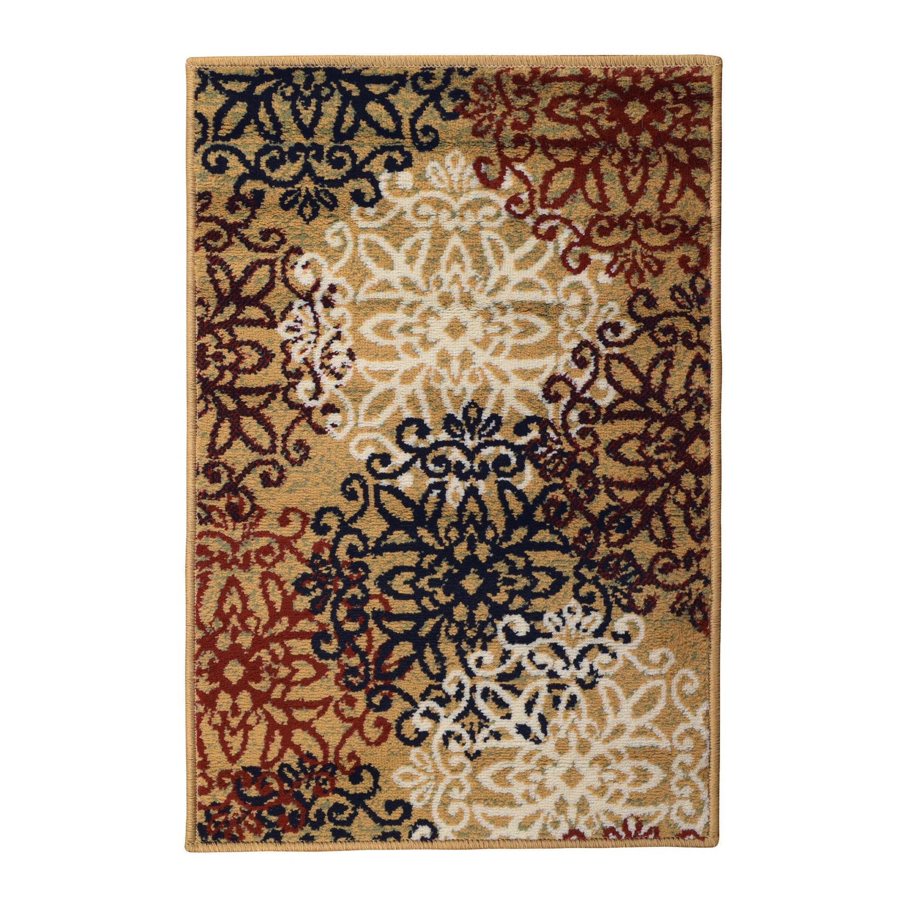 Leigh Traditional Floral Scroll Indoor Area Rug or Runner Rug Or Door Mat