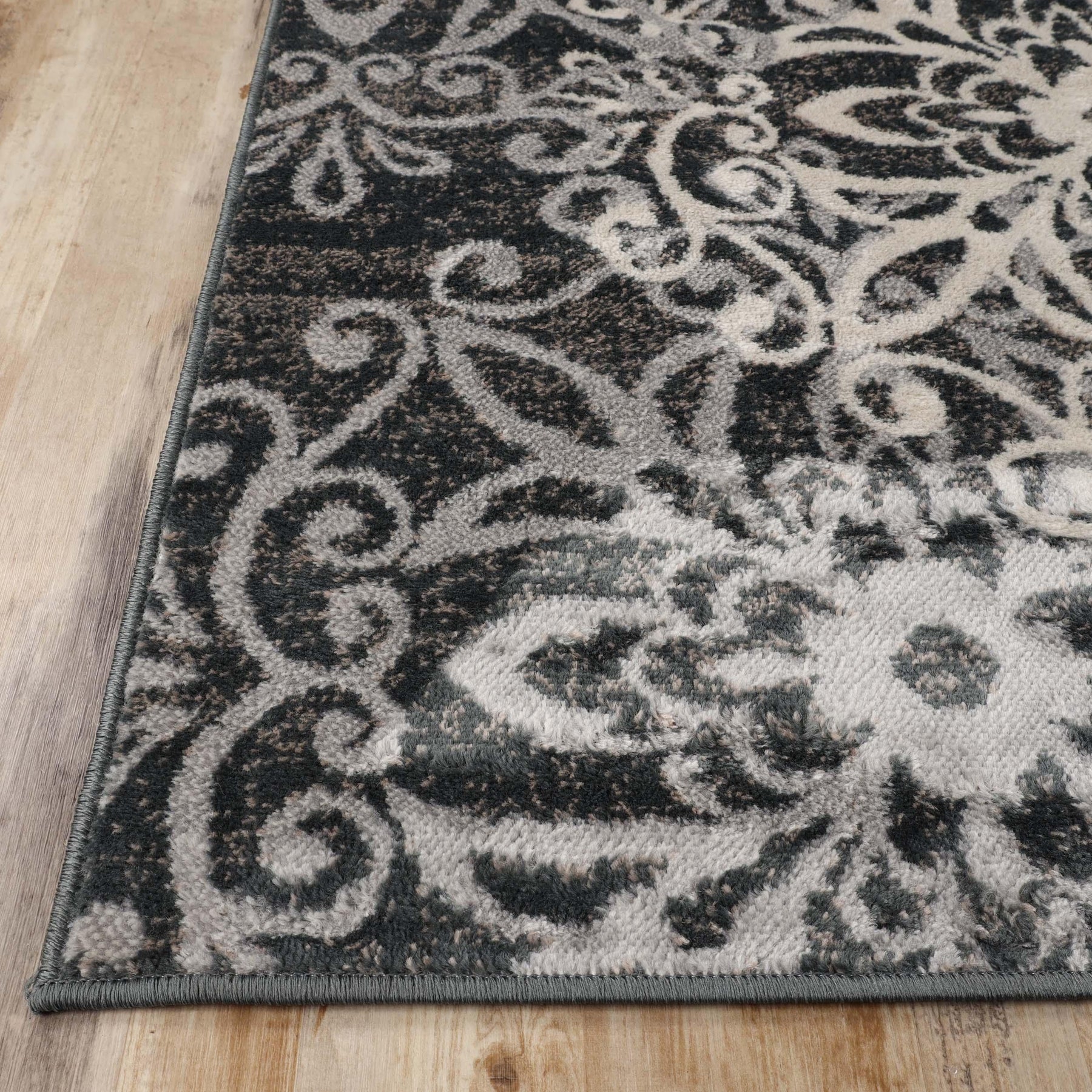 Leigh Traditional Floral Scroll Indoor Area Rug or Runner Rug Or Door Mat