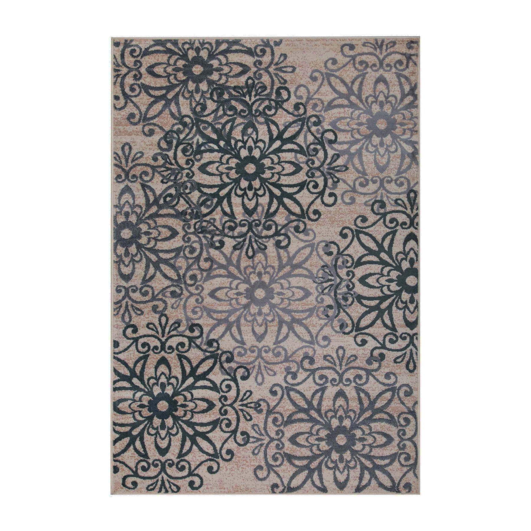 Leigh Traditional Floral Scroll Indoor Area Rug or Runner Rug Or Door Mat