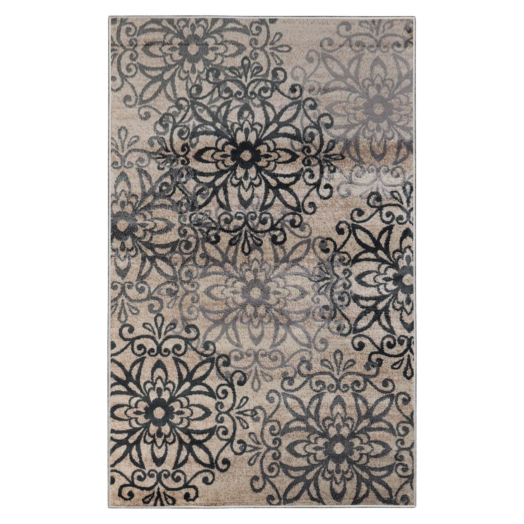 Leigh Traditional Floral Scroll Indoor Area Rug or Runner Rug Or Door Mat