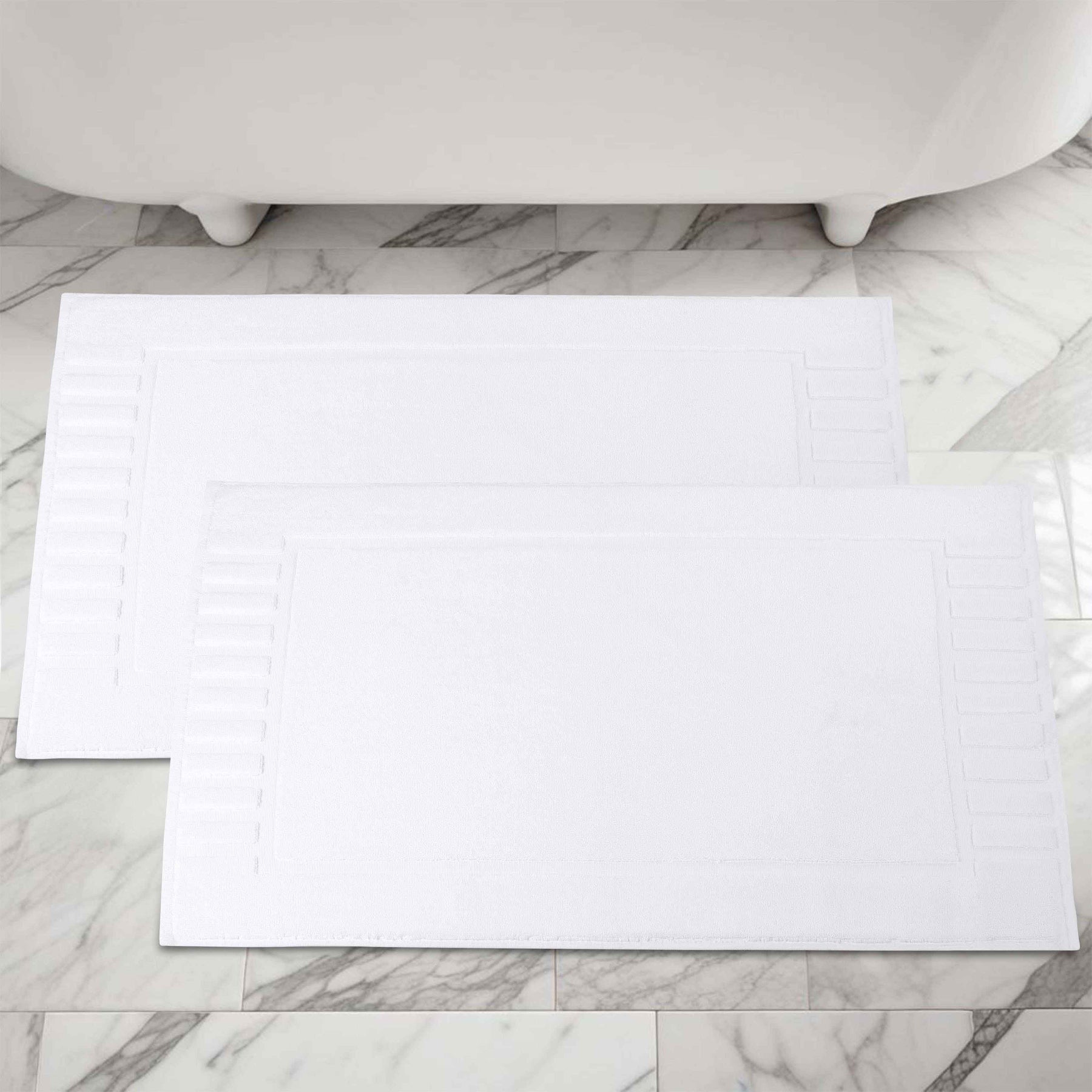 Leo Cotton Solid Modern Absorbent Heavy Washable Bath Mat Set of 2