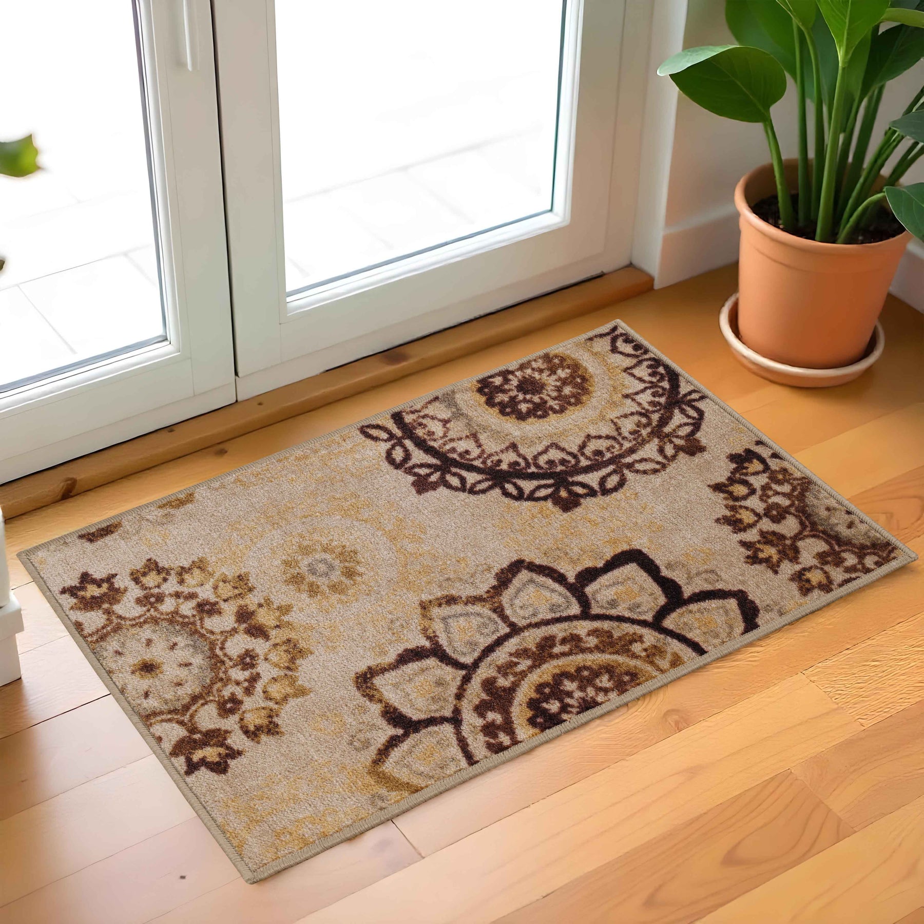 Liena Floral Medallion Non-Slip Washable Area Rug or Runner