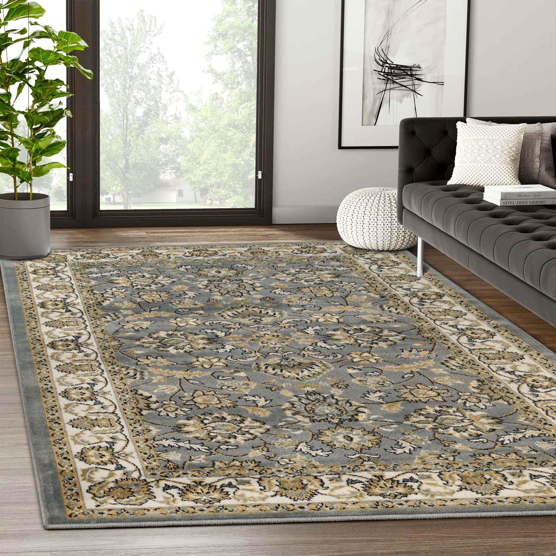 Lille Traditional Elegant Floral Textured Indoor Area Rug