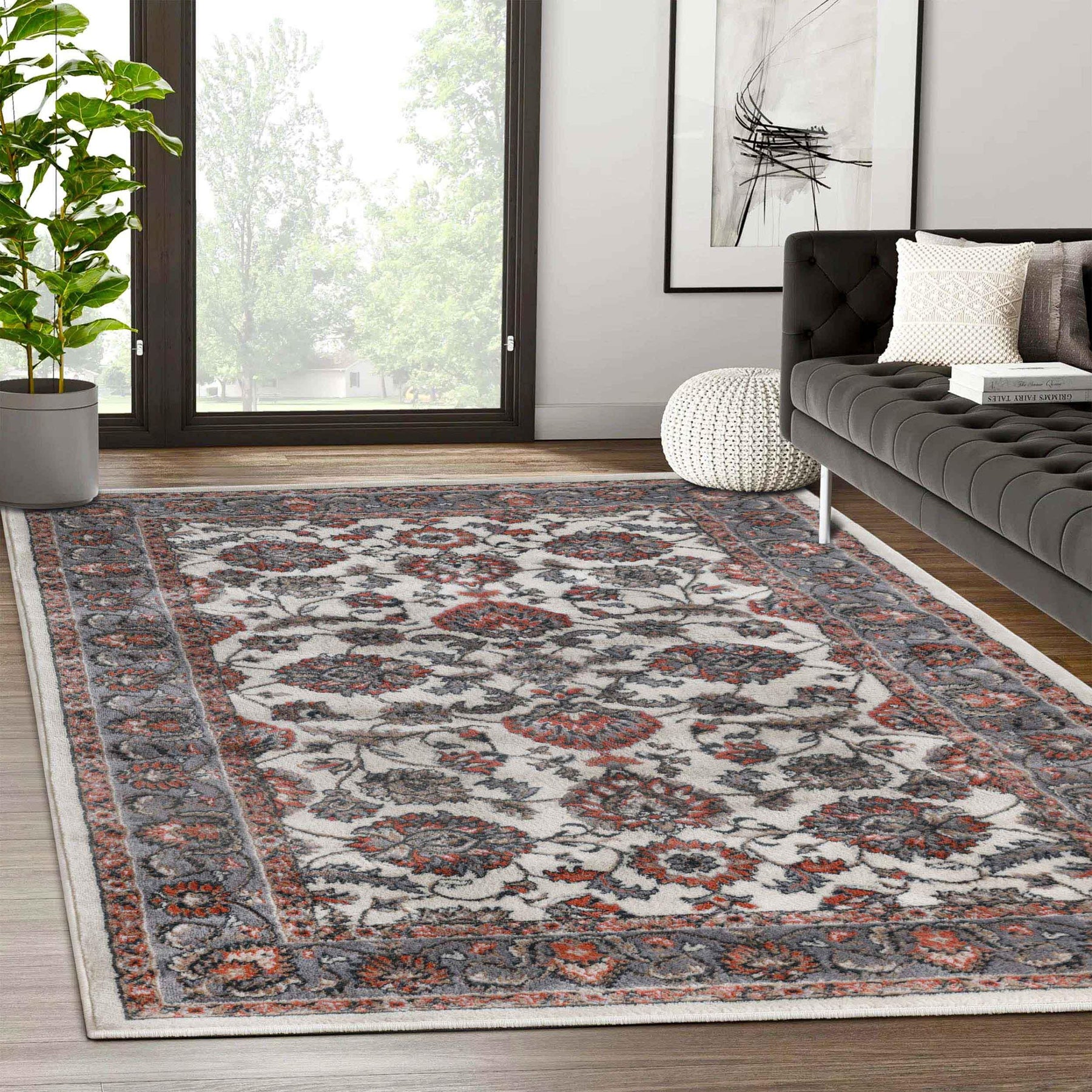 Lille Traditional Elegant Floral Textured Indoor Area Rug