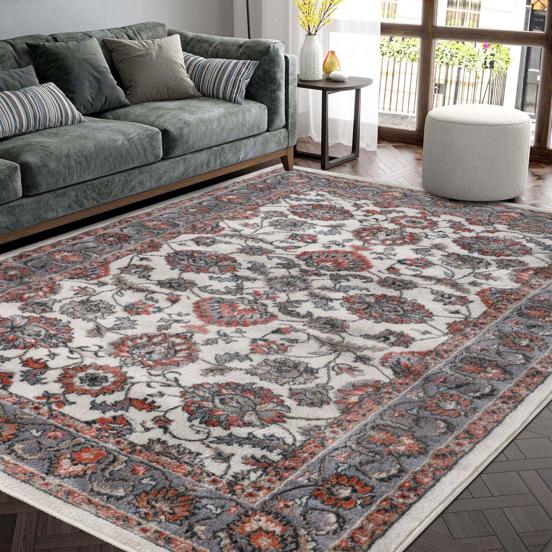 Lille Traditional Elegant Floral Textured Indoor Area Rug