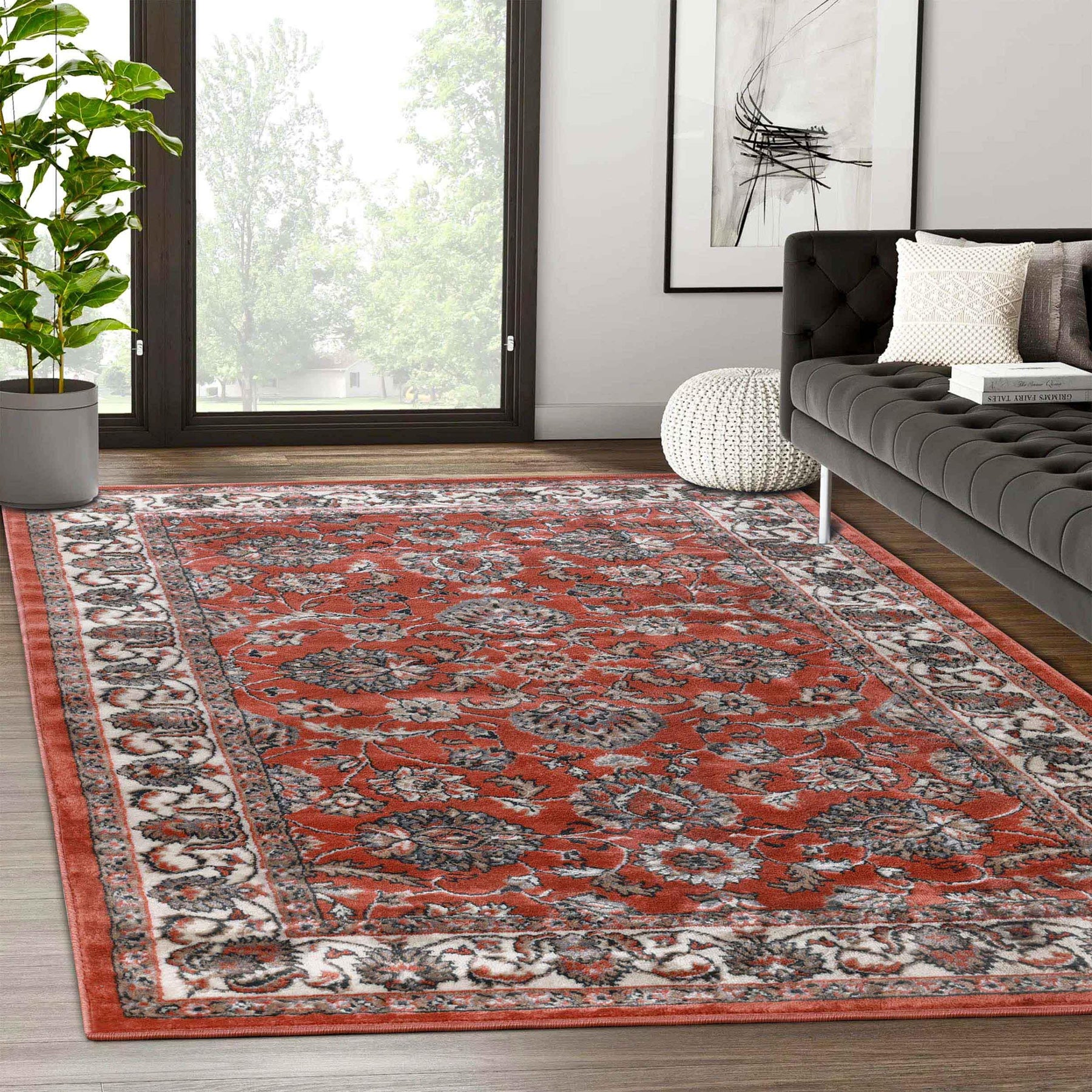 Lille Traditional Elegant Floral Textured Indoor Area Rug