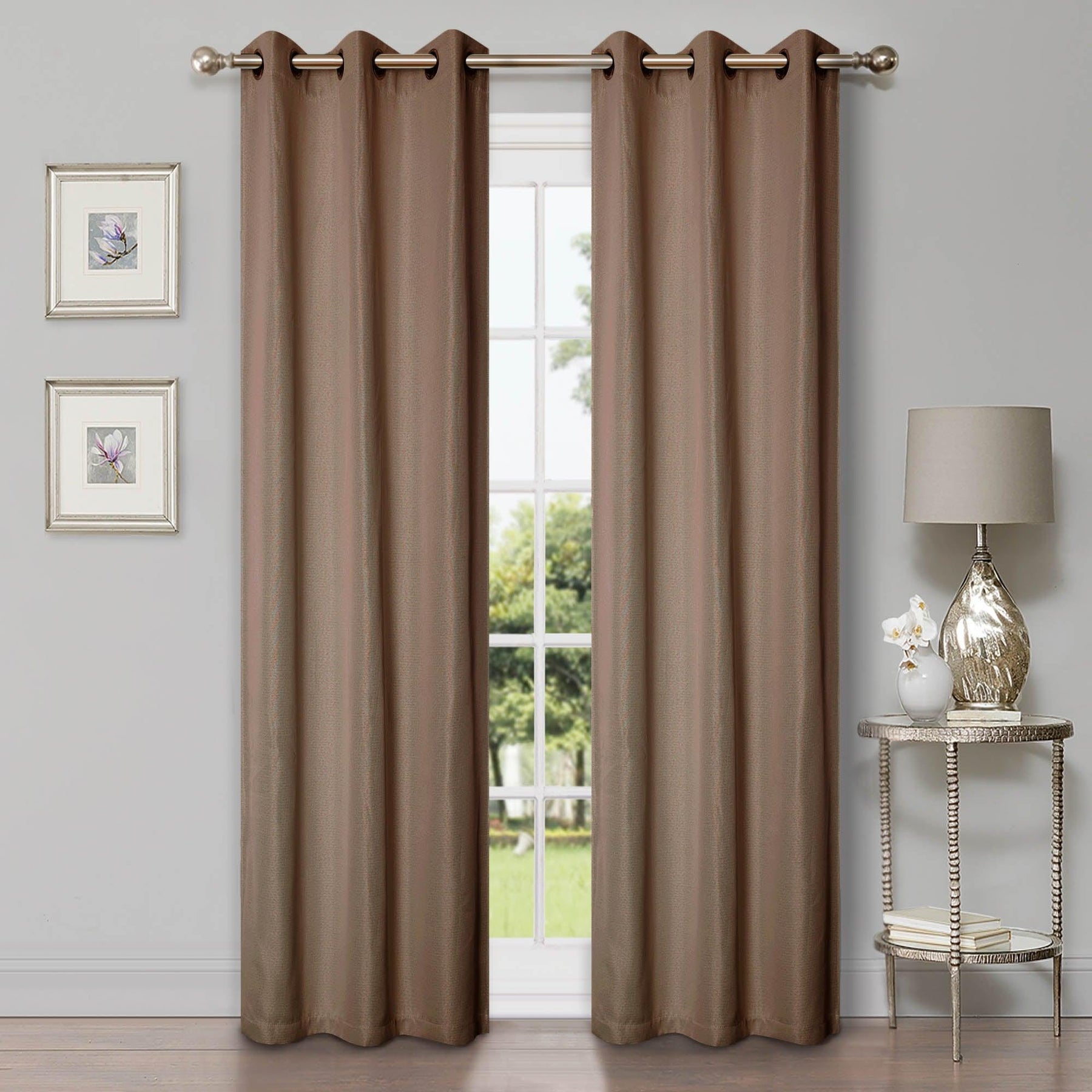 Linen Pattern Washable Room Darkening Blackout Curtain Set 42" - 8 Pieces