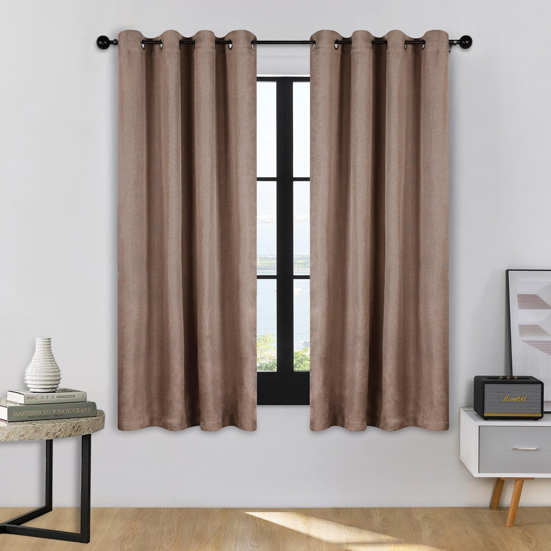 Linen Pattern Washable Room Darkening Blackout Curtain Set 52" - 4 Pieces