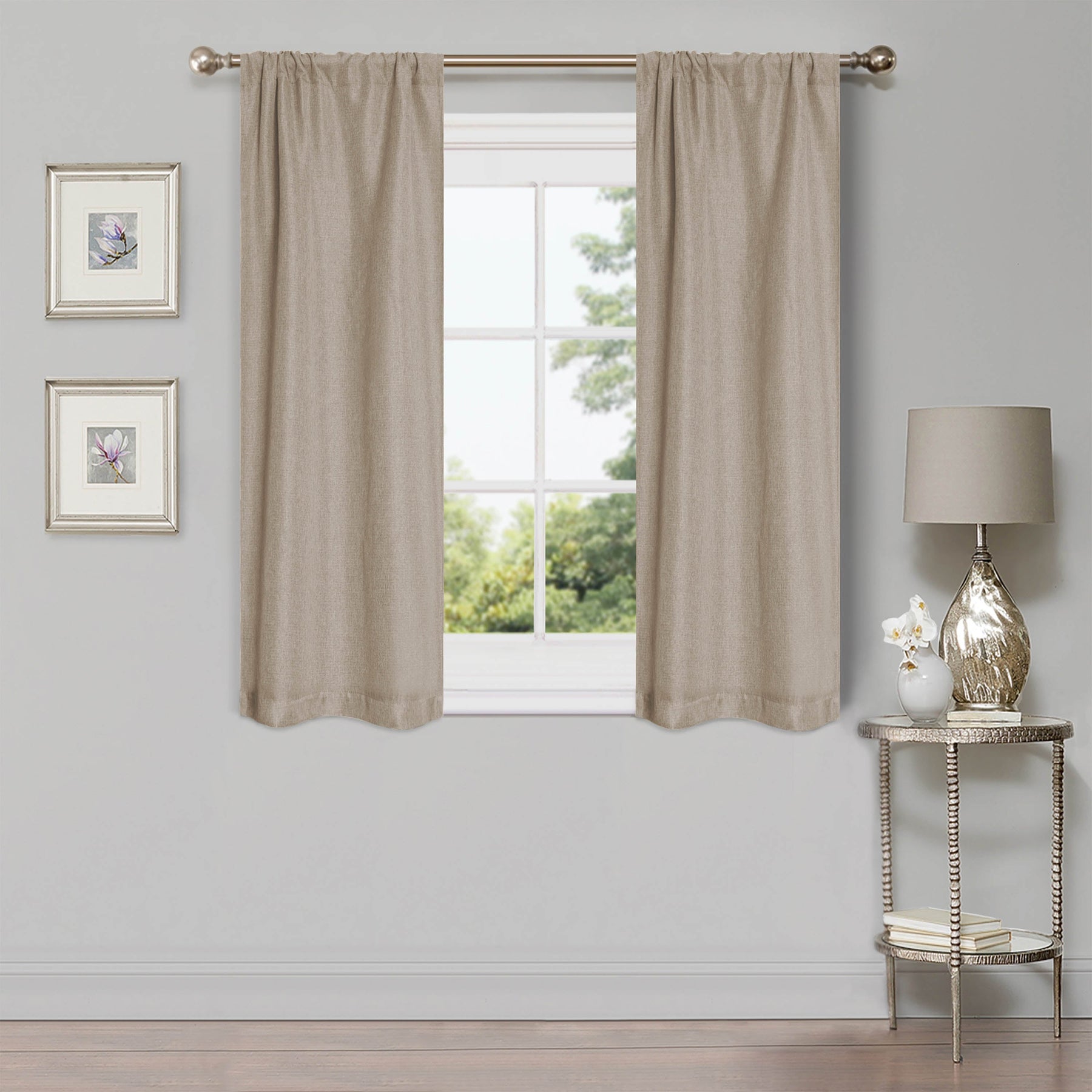 Linen Pattern Washable Room Darkening Blackout Curtains Set 26" - 8 Pieces