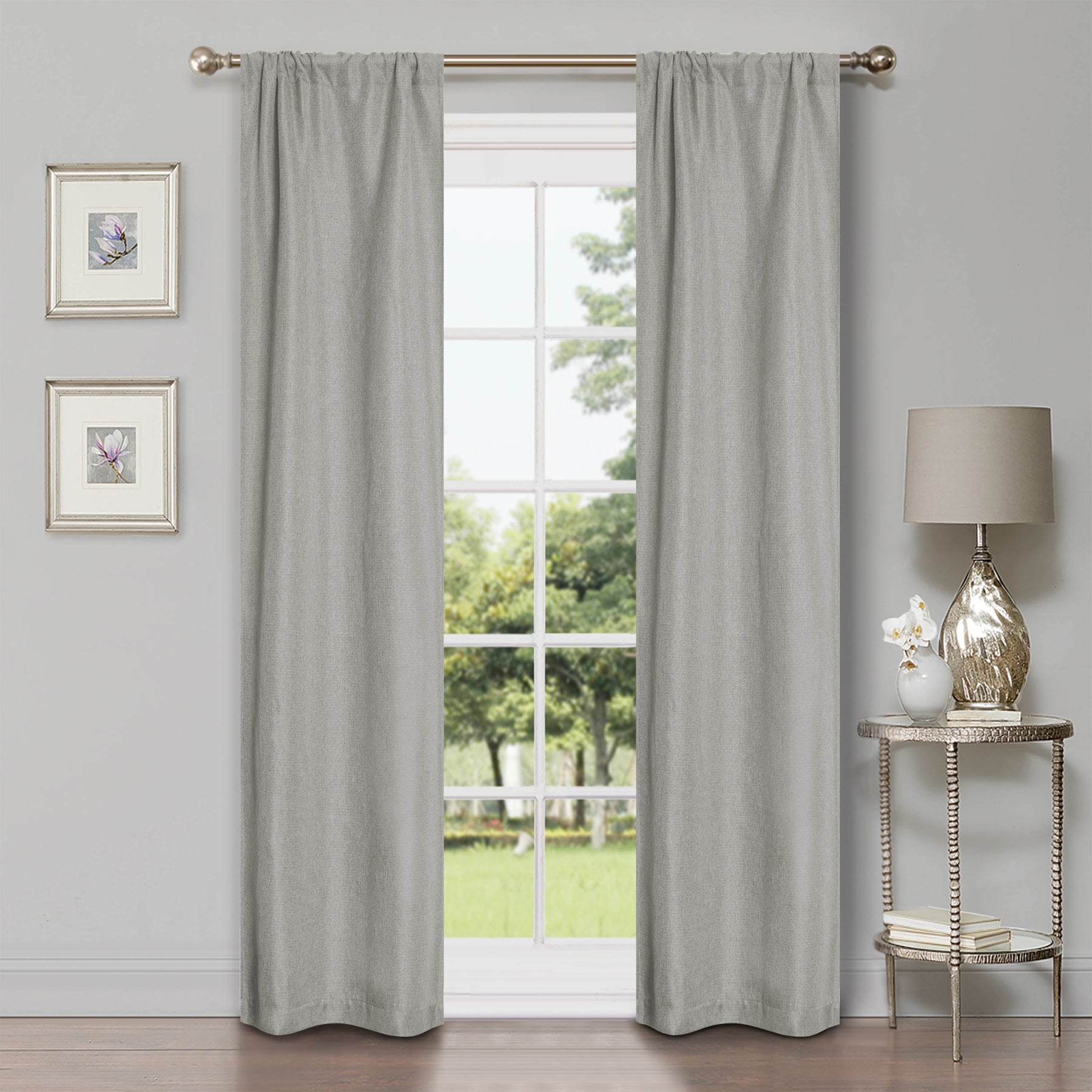 Linen Pattern Washable Room Darkening Blackout Curtains Set 26" - 8 Pieces