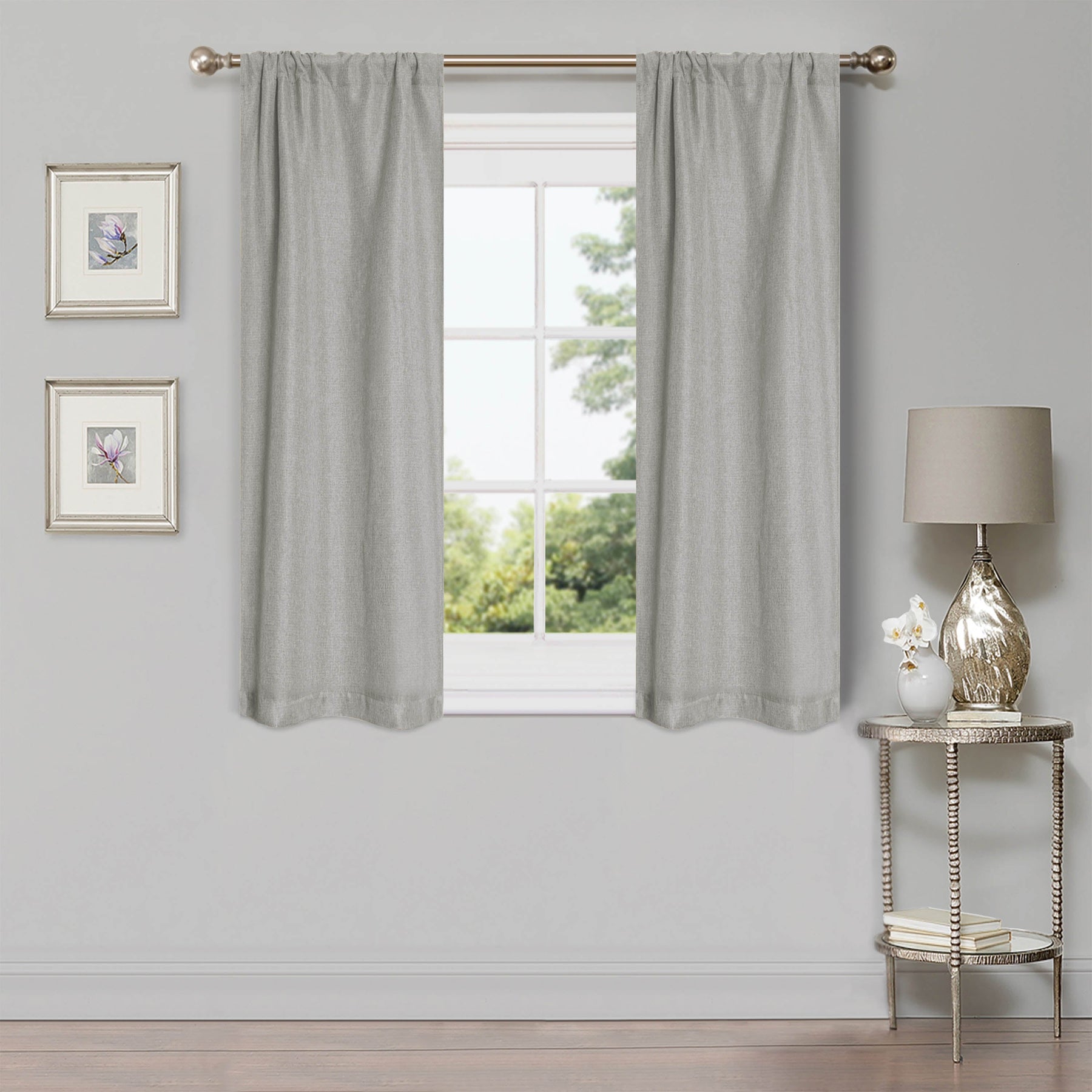 Linen Pattern Washable Room Darkening Blackout Curtains Set 26" - 8 Pieces