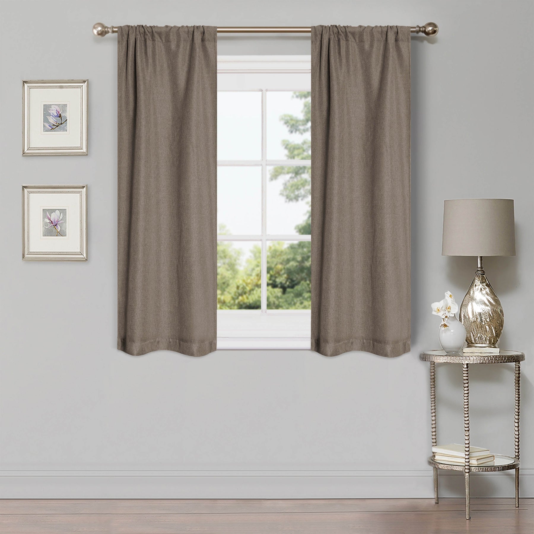 Linen Pattern Washable Room Darkening Blackout Curtains Set 26" - 8 Pieces