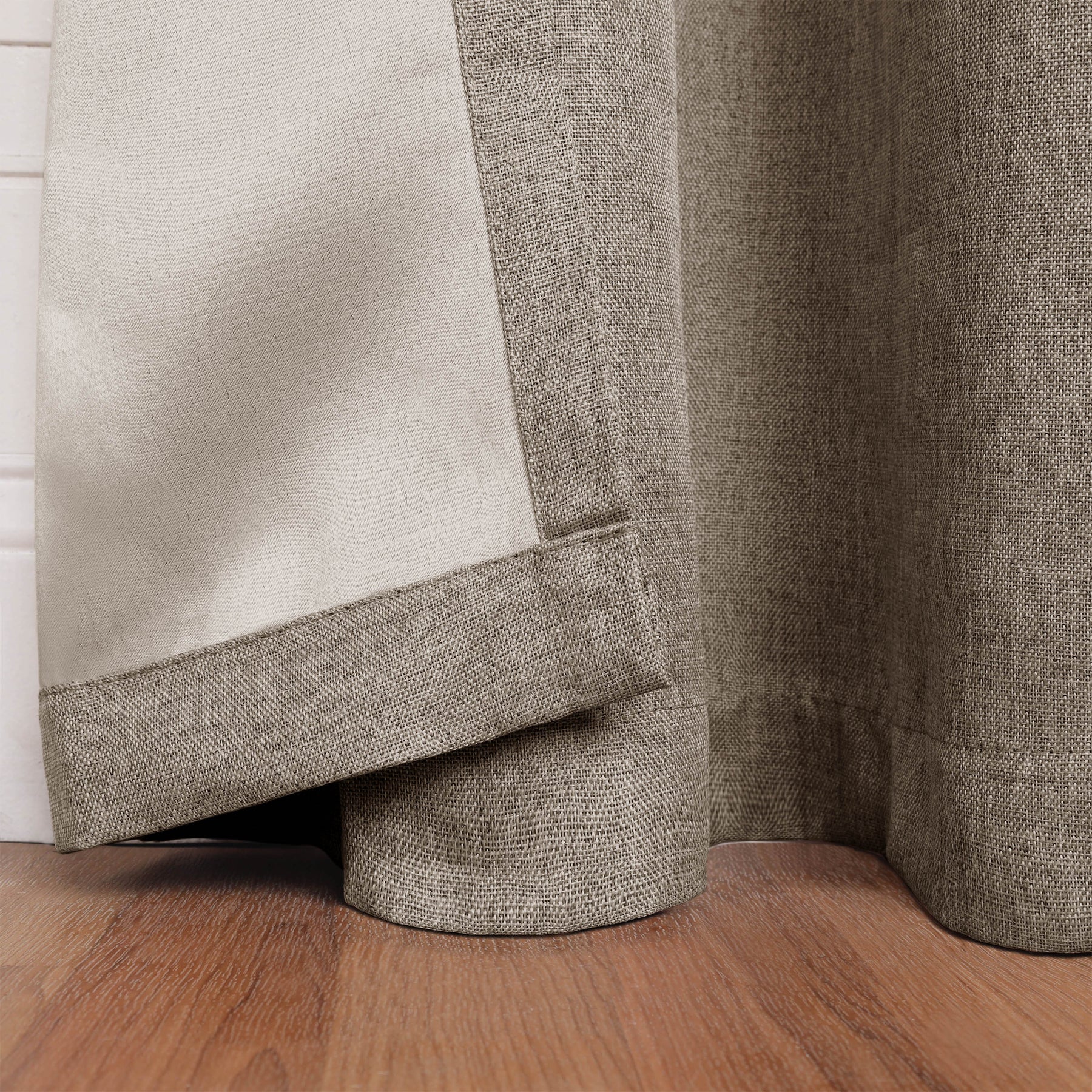 Linen Pattern Washable Room Darkening Blackout Curtains Set 26" - 8 Pieces