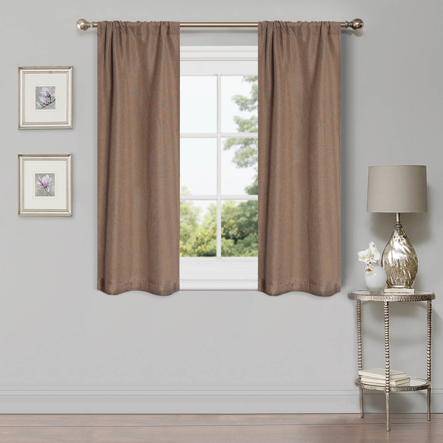 Linen Pattern Washable Room Darkening Blackout Curtains Set 26" - 8 Pieces