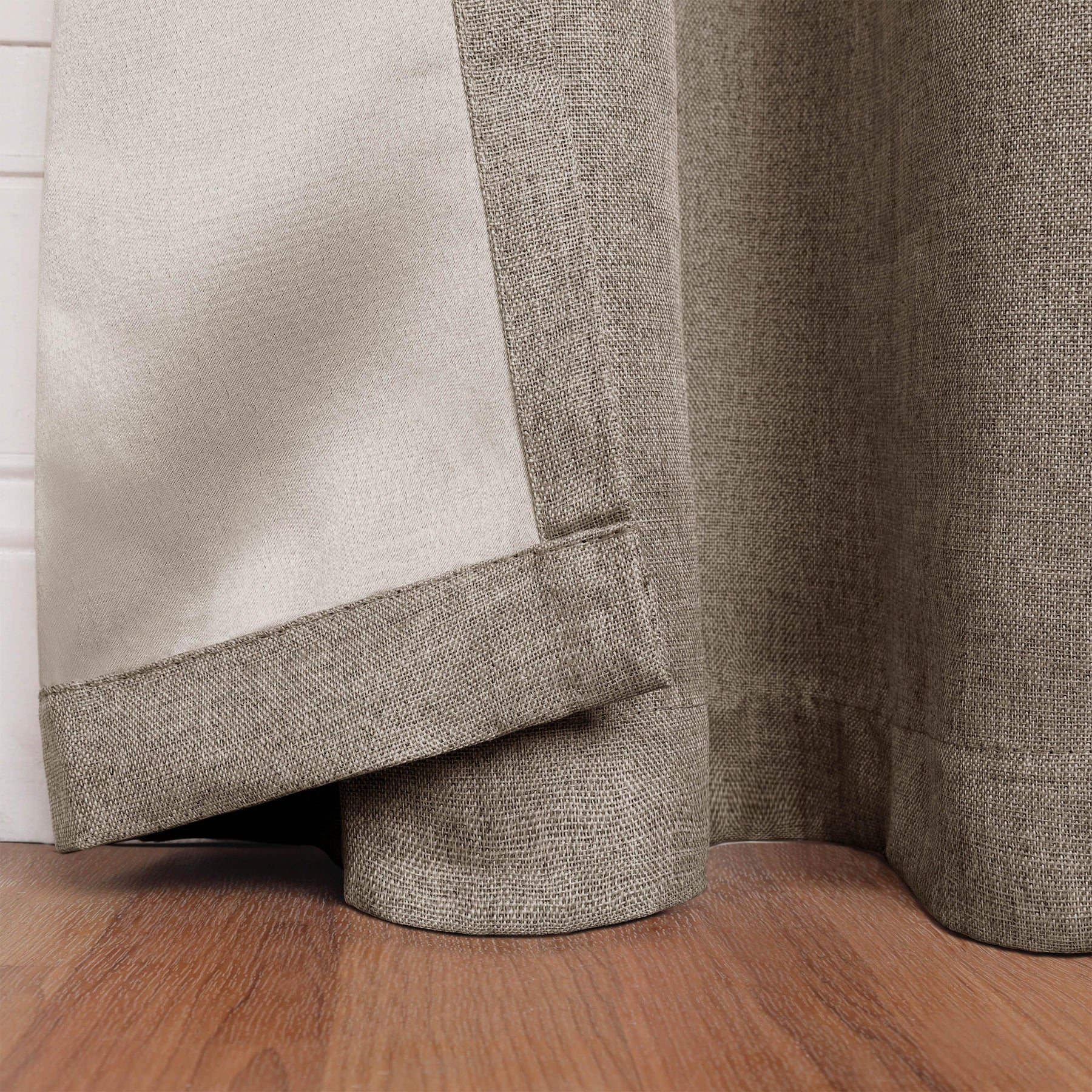Linen Pattern Washable Room Darkening Blackout Curtain Set 42" - 8 Pieces