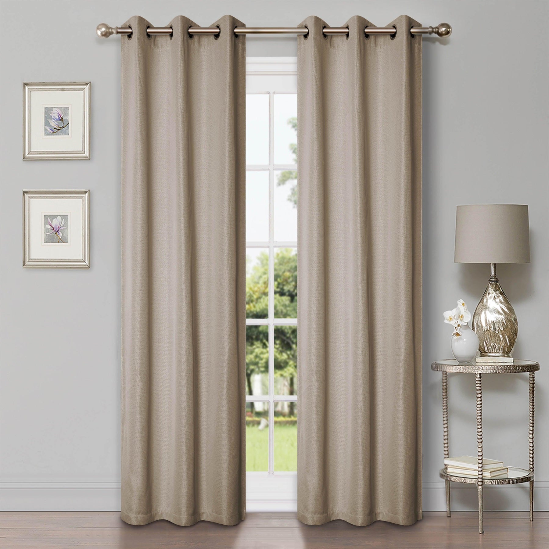 Linen Pattern Washable Room Darkening Blackout Curtain Set 42" - 8 Pieces