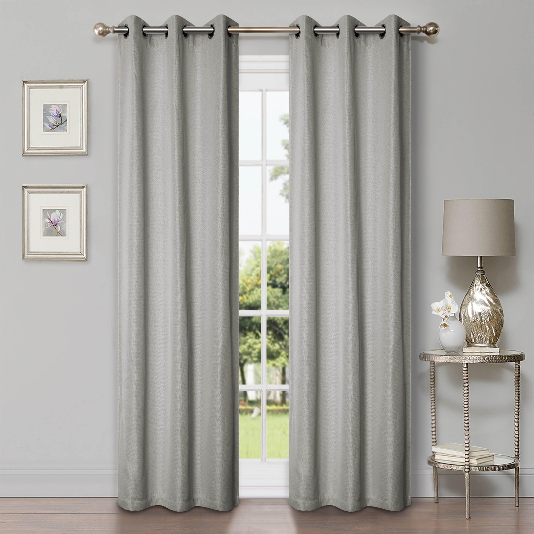 Linen Pattern Washable Room Darkening Blackout Curtain Set 42" - 8 Pieces