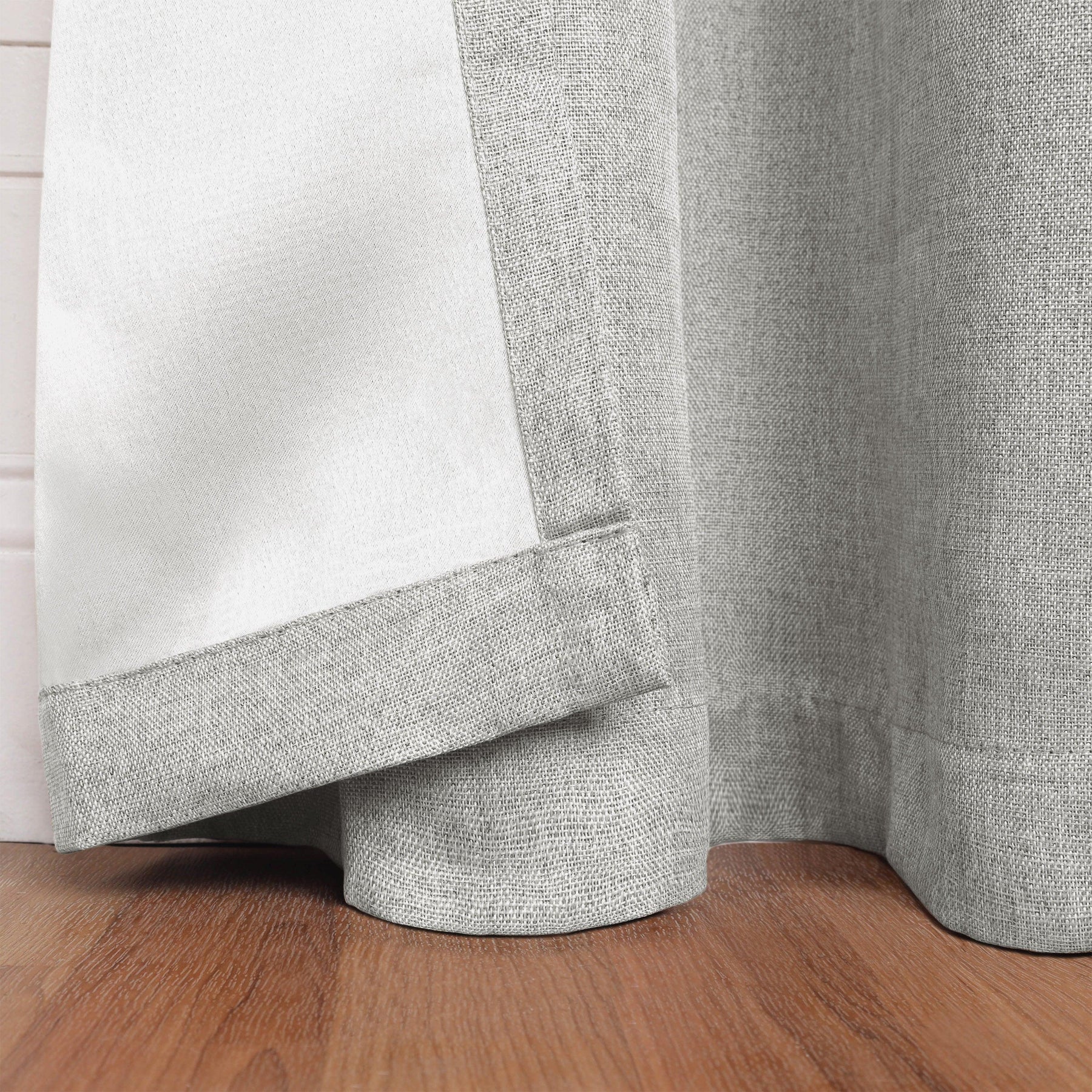 Linen Pattern Washable Room Darkening Blackout Curtain Set 42" - 8 Pieces